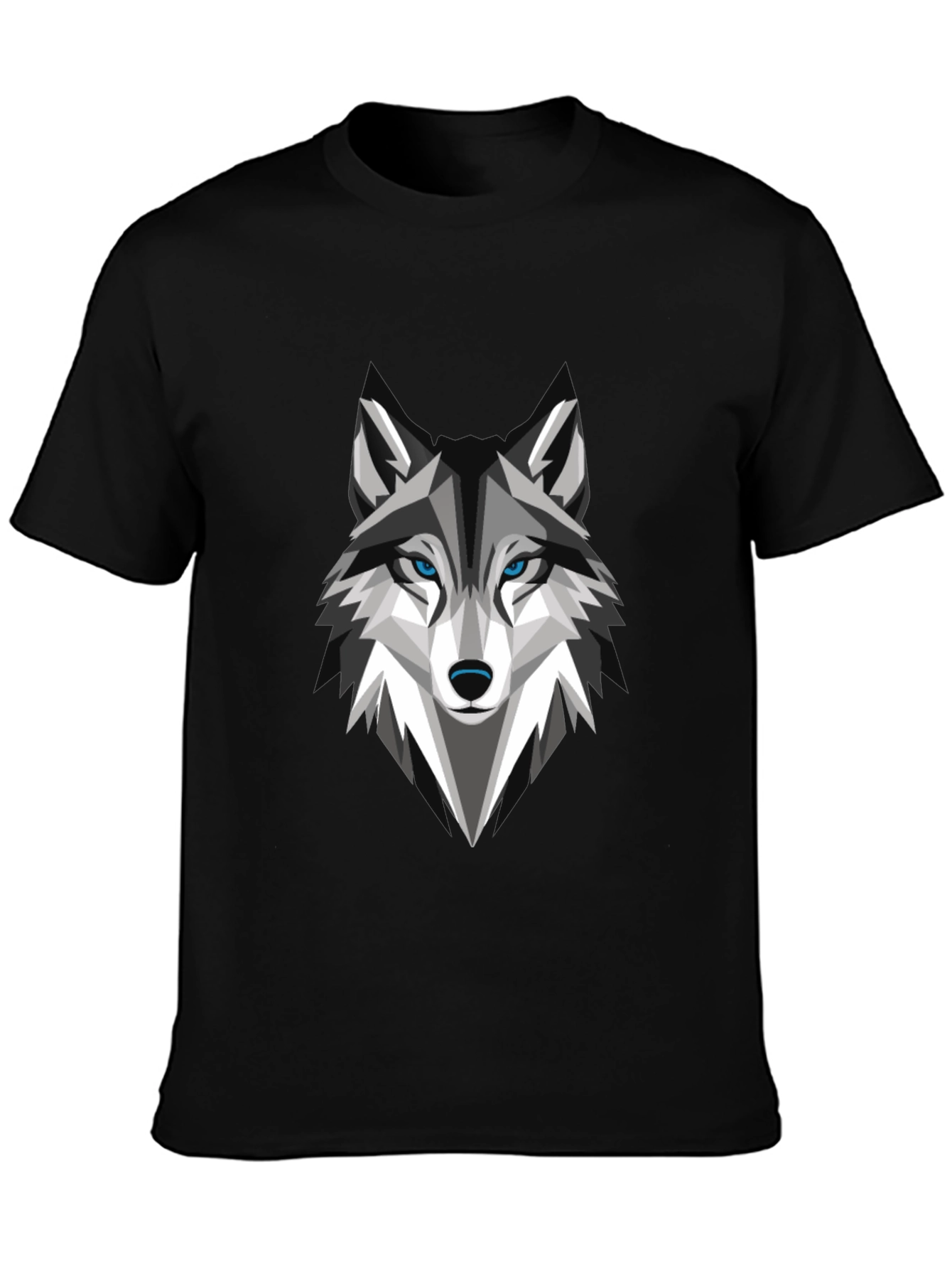 Geometric Wolf Graphic Tee - Stylish Mens Black T-Shirt