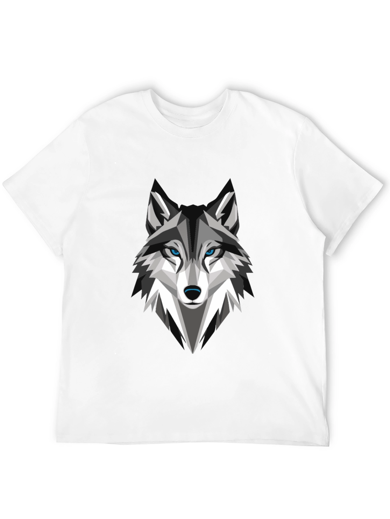 Geometric Wolf Graphic Tee - Stylish Mens Black T-Shirt