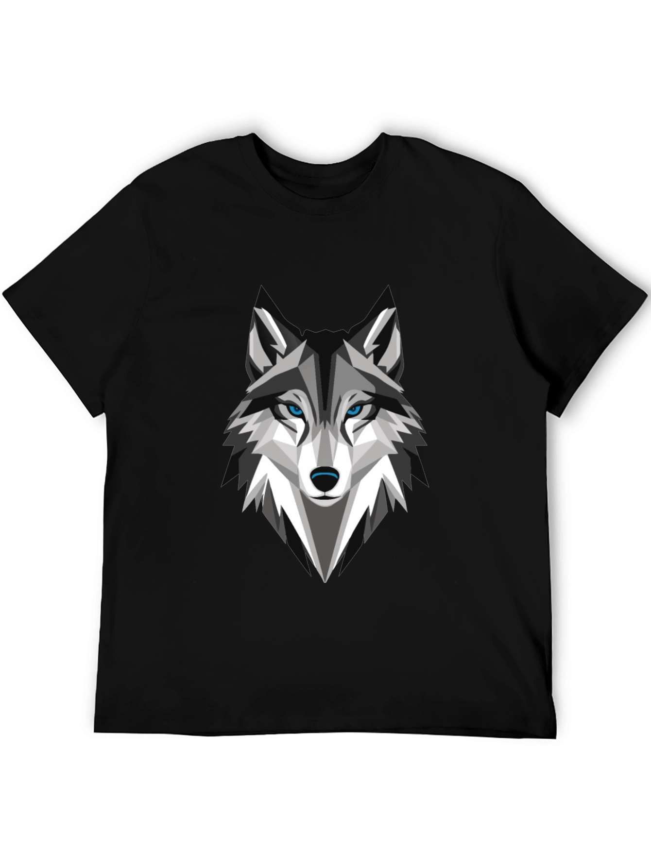 Geometric Wolf Graphic Tee - Stylish Mens Black T-Shirt