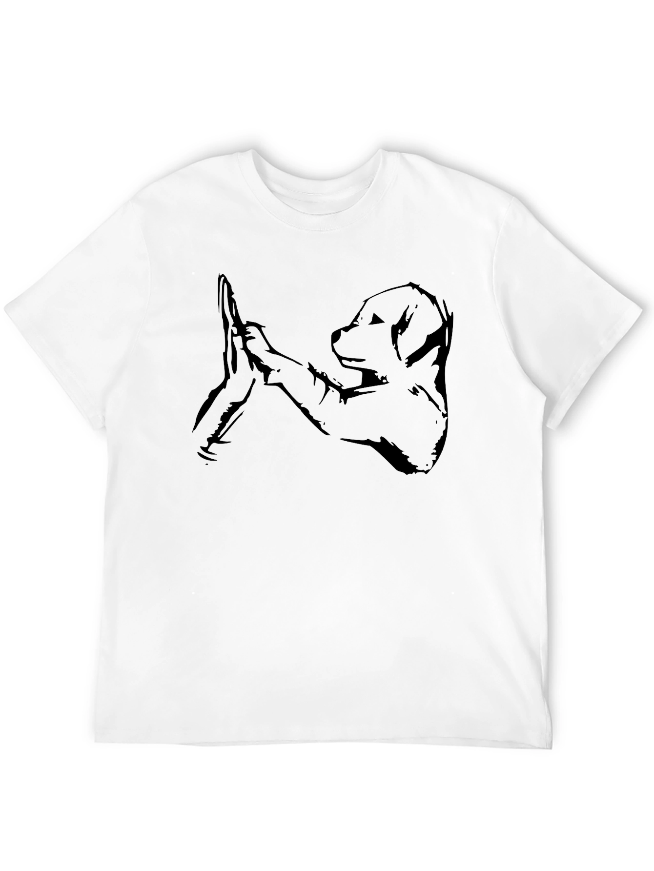 Dog High Five Graphic Tee - Soft Black Cotton