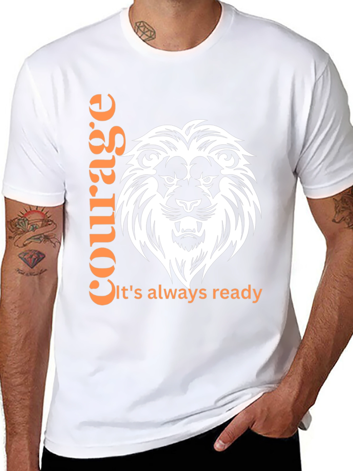 Courage Lion Graphic Print T-Shirt