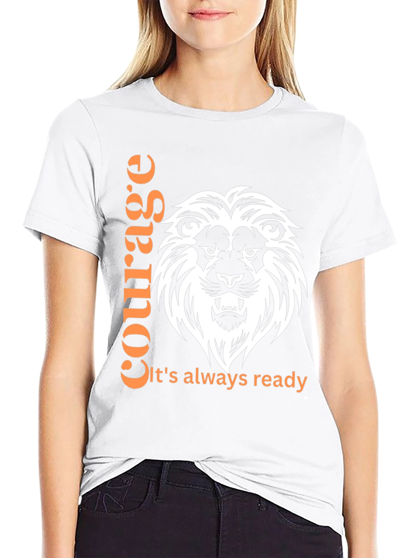 Courage Lion Graphic Print T-Shirt