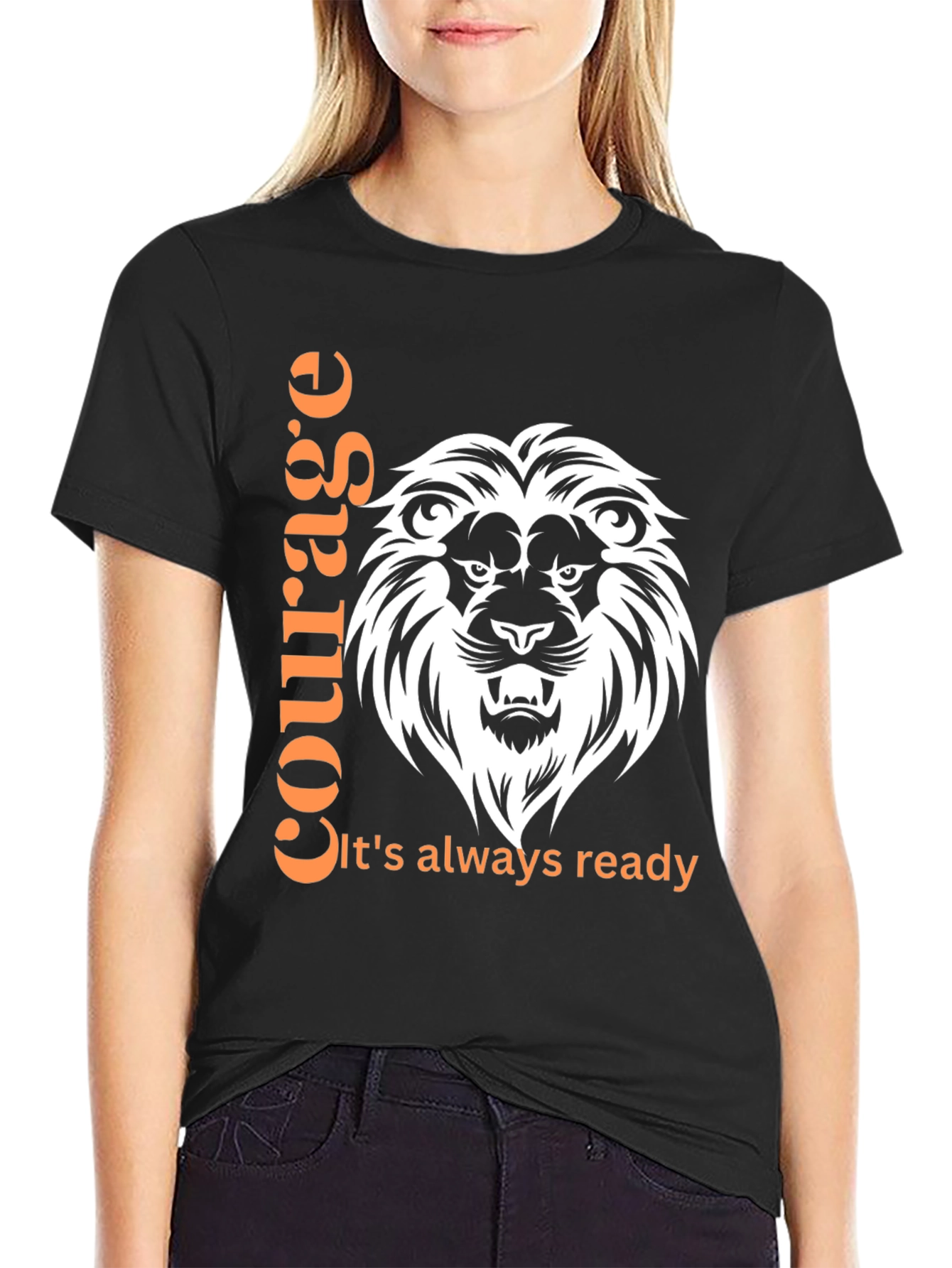 Courage Lion Graphic Print T-Shirt