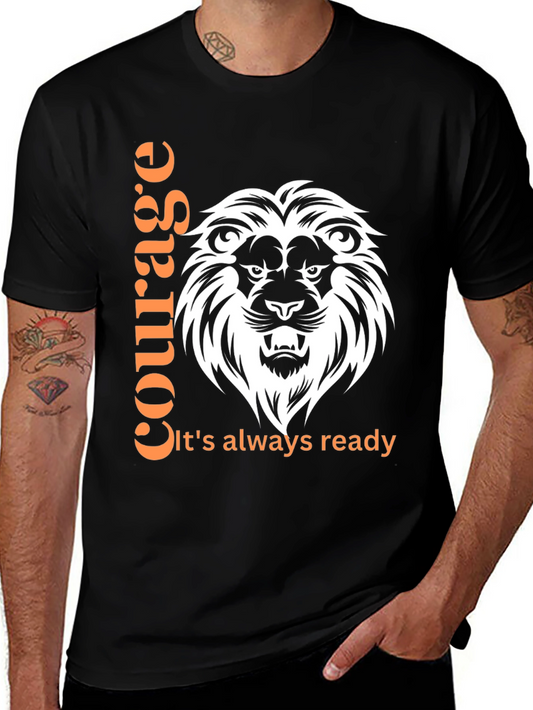Courage Lion Graphic Print T-Shirt