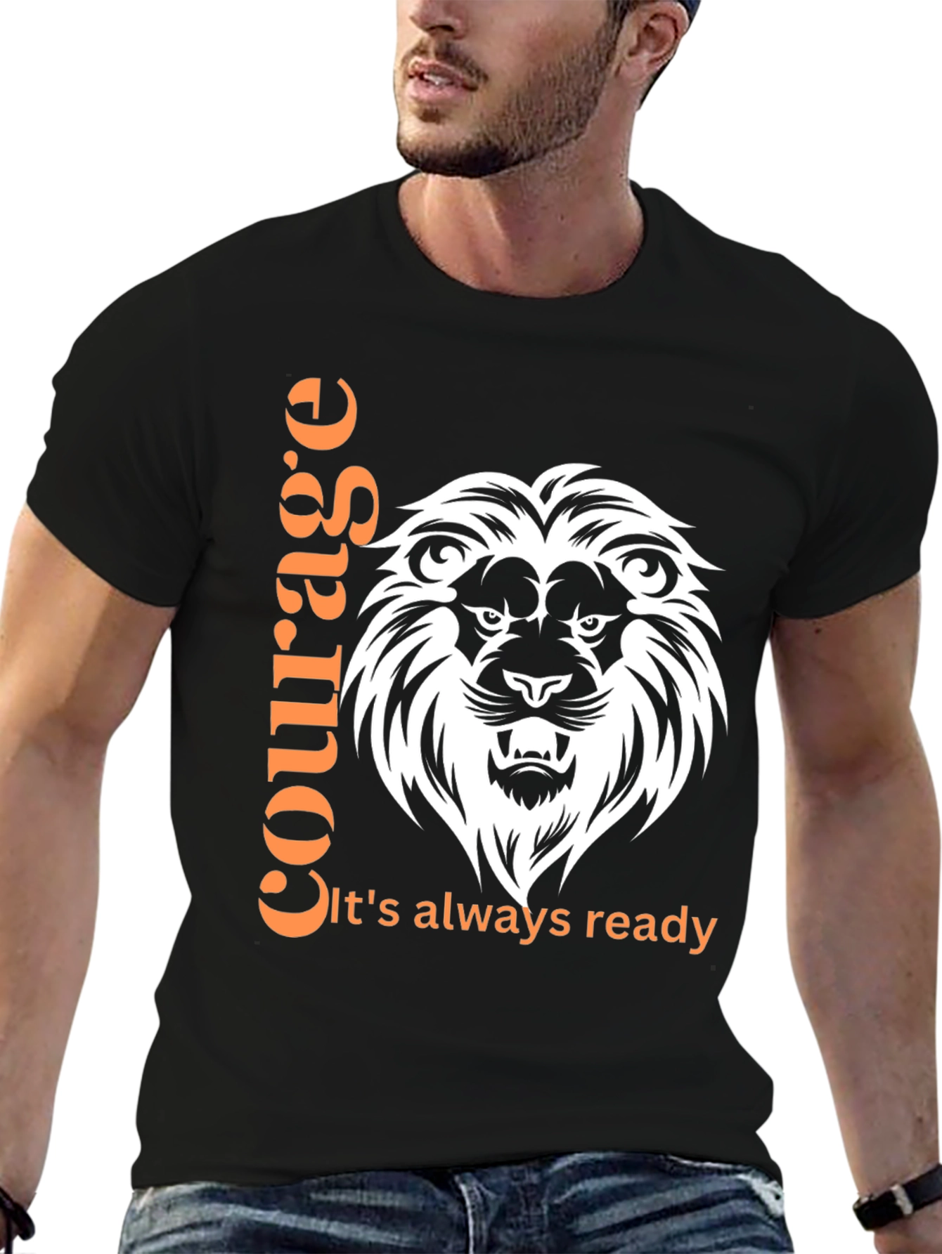 Courage Lion Graphic Print T-Shirt