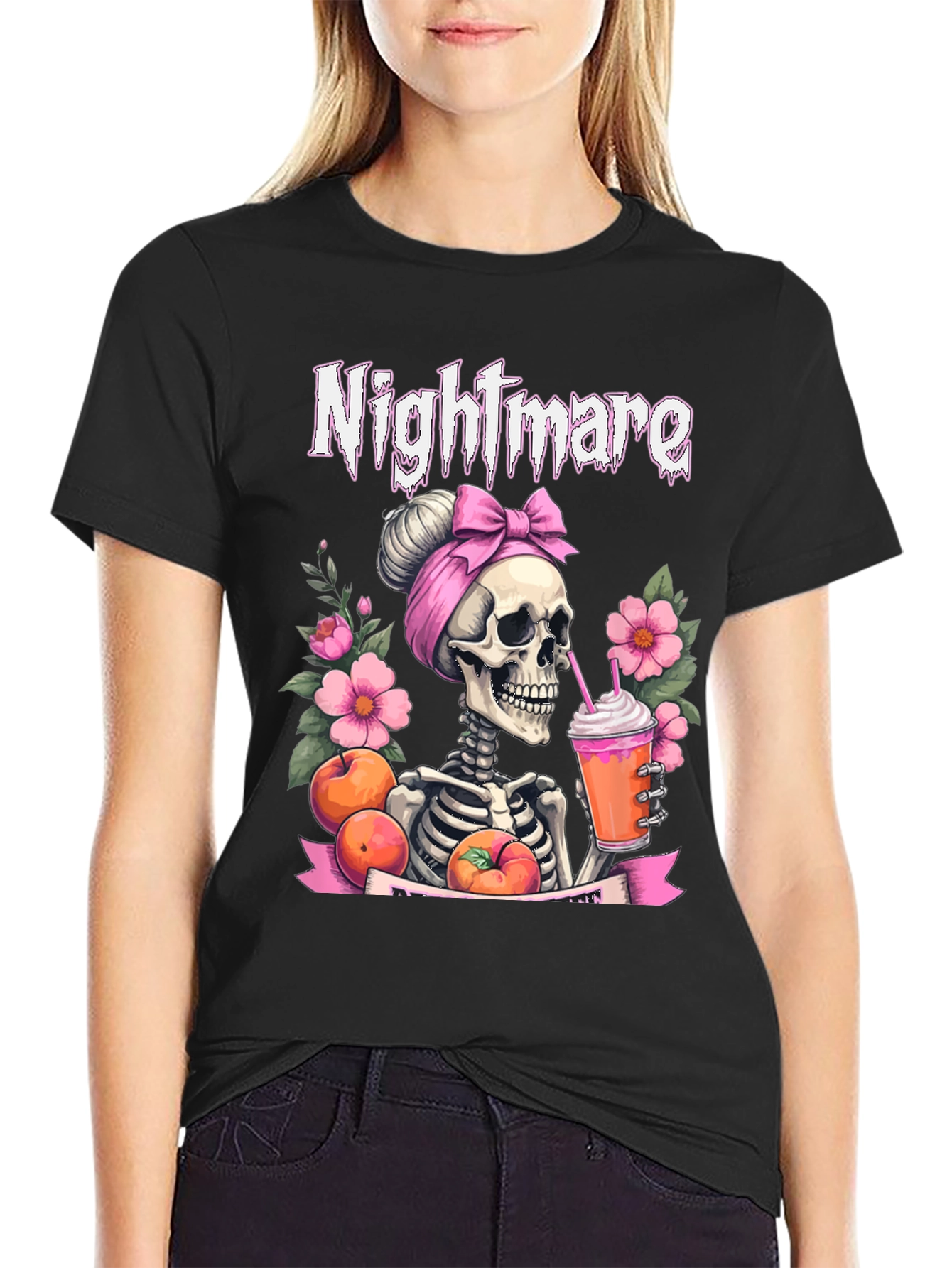 Nightmare Skeleton Peach Drink T-Shirt