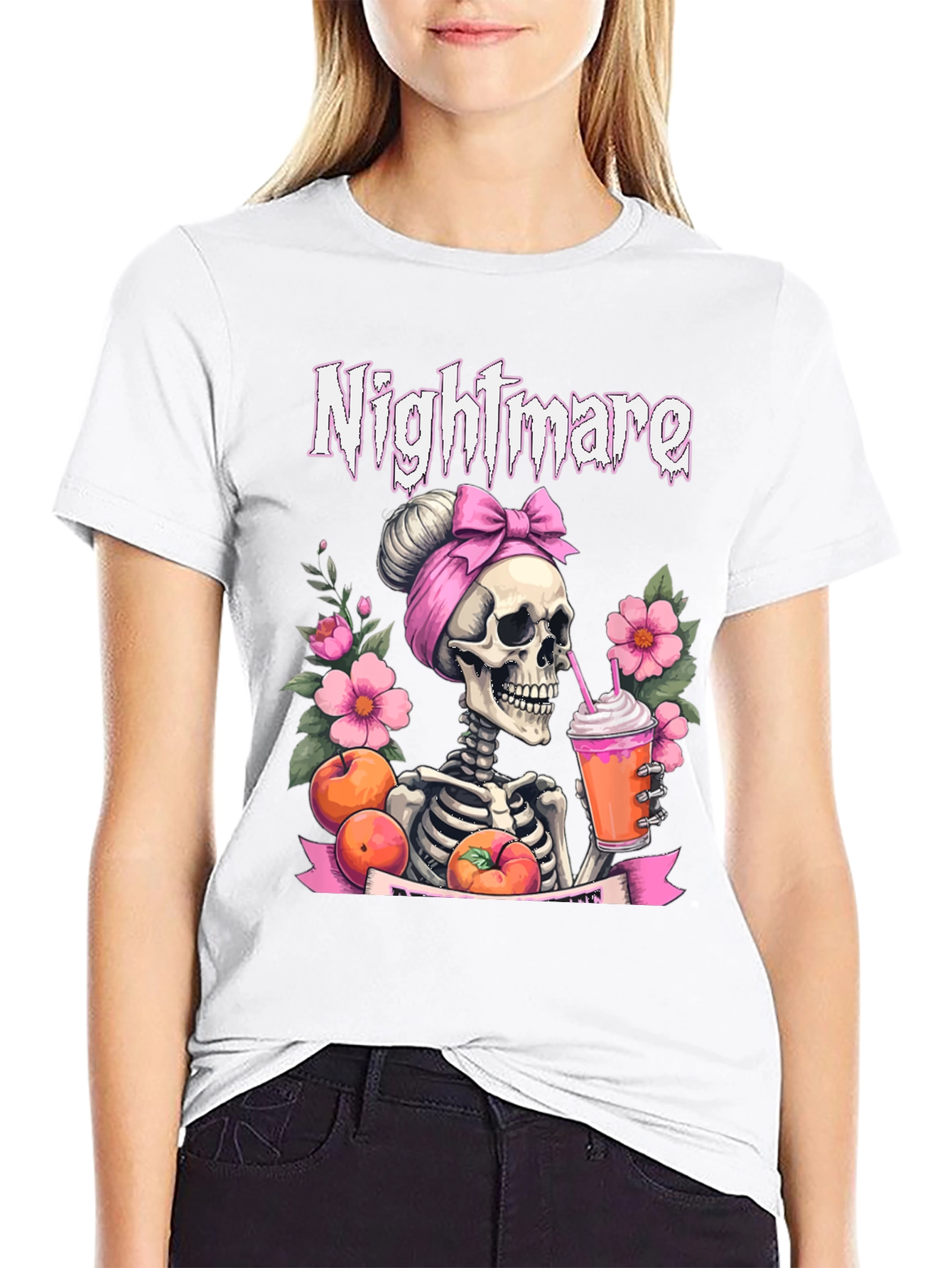 Nightmare Skeleton Peach Drink T-Shirt
