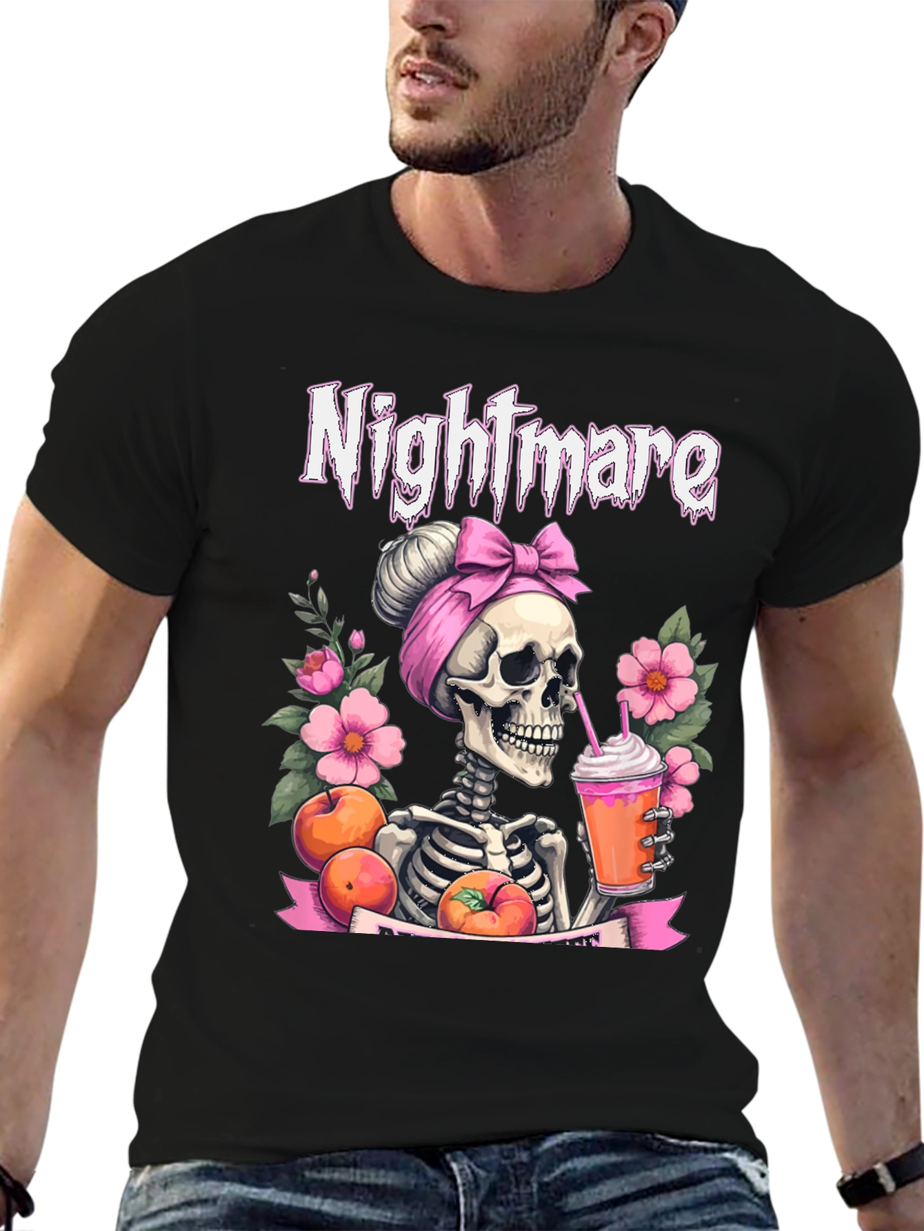 Nightmare Skeleton Peach Drink T-Shirt