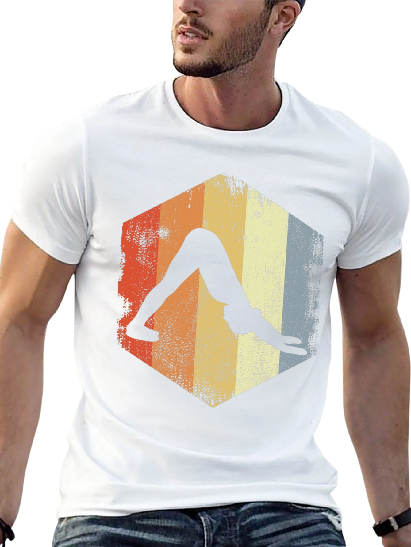 Yoga Pose Retro T-Shirt - Downward Dog Design