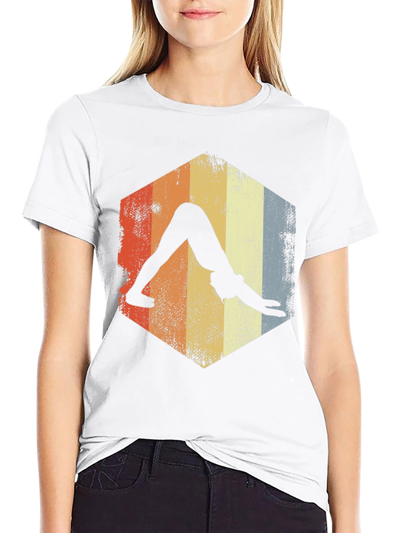 Yoga Pose Retro T-Shirt - Downward Dog Design