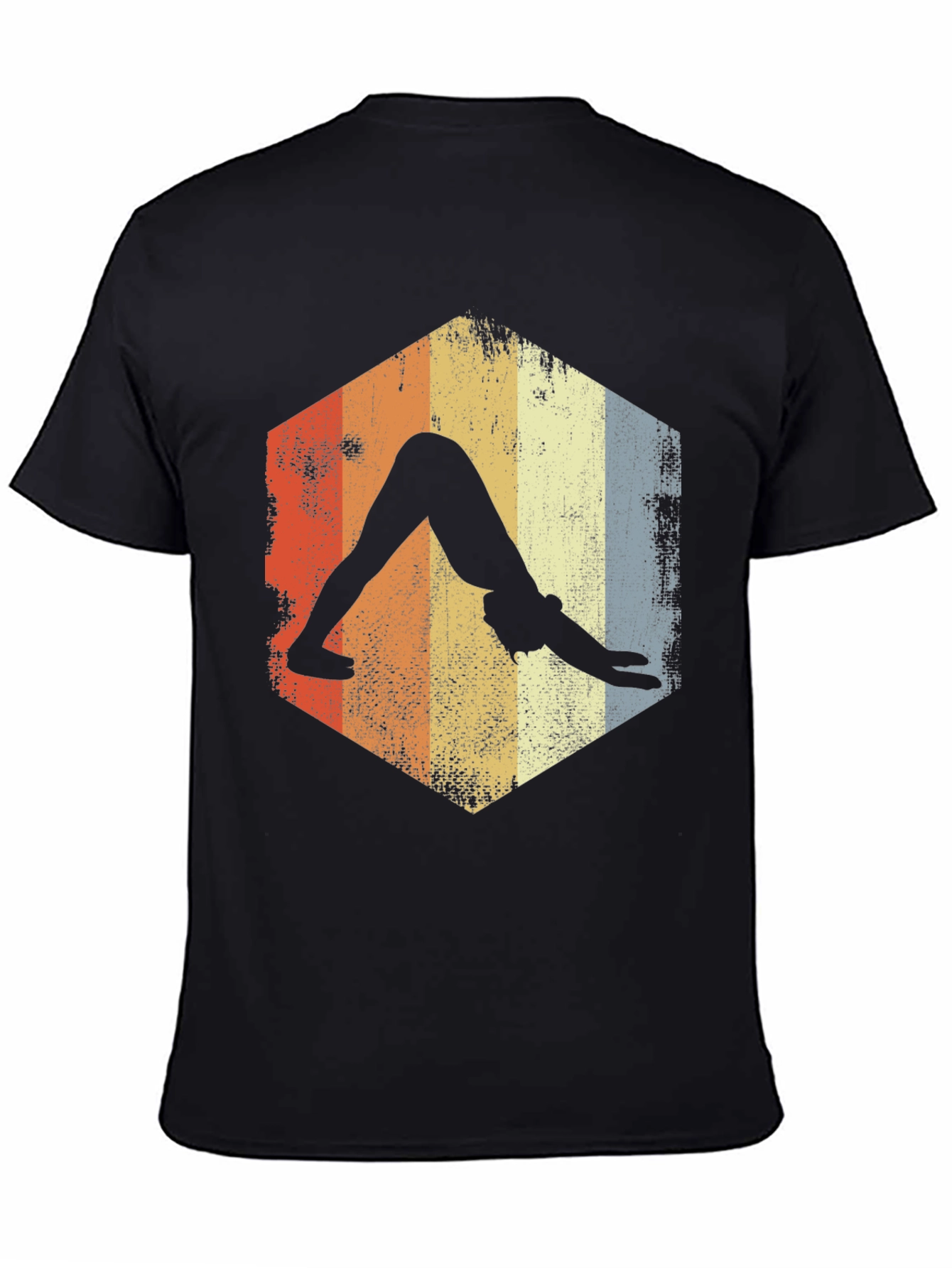 Yoga Pose Retro T-Shirt - Downward Dog Design