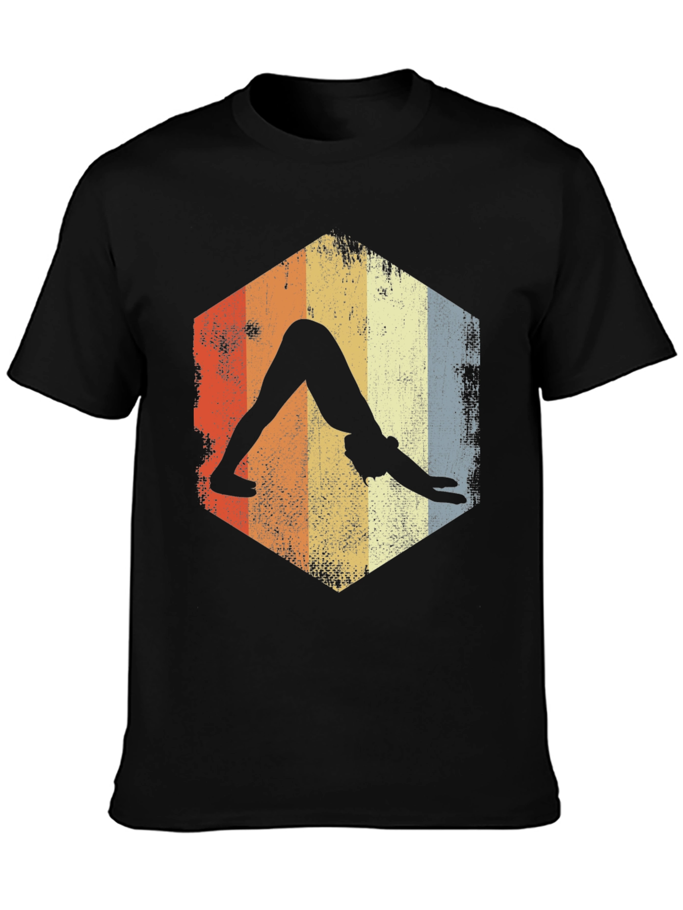 Yoga Pose Retro T-Shirt - Downward Dog Design