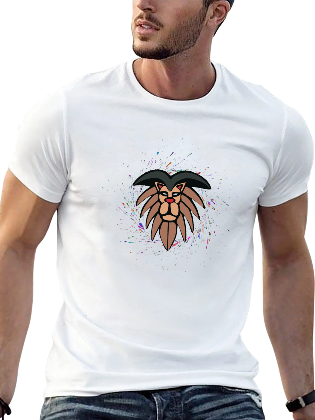 Lion Graphic Print Tee - Stylish Mens Black T-Shirt