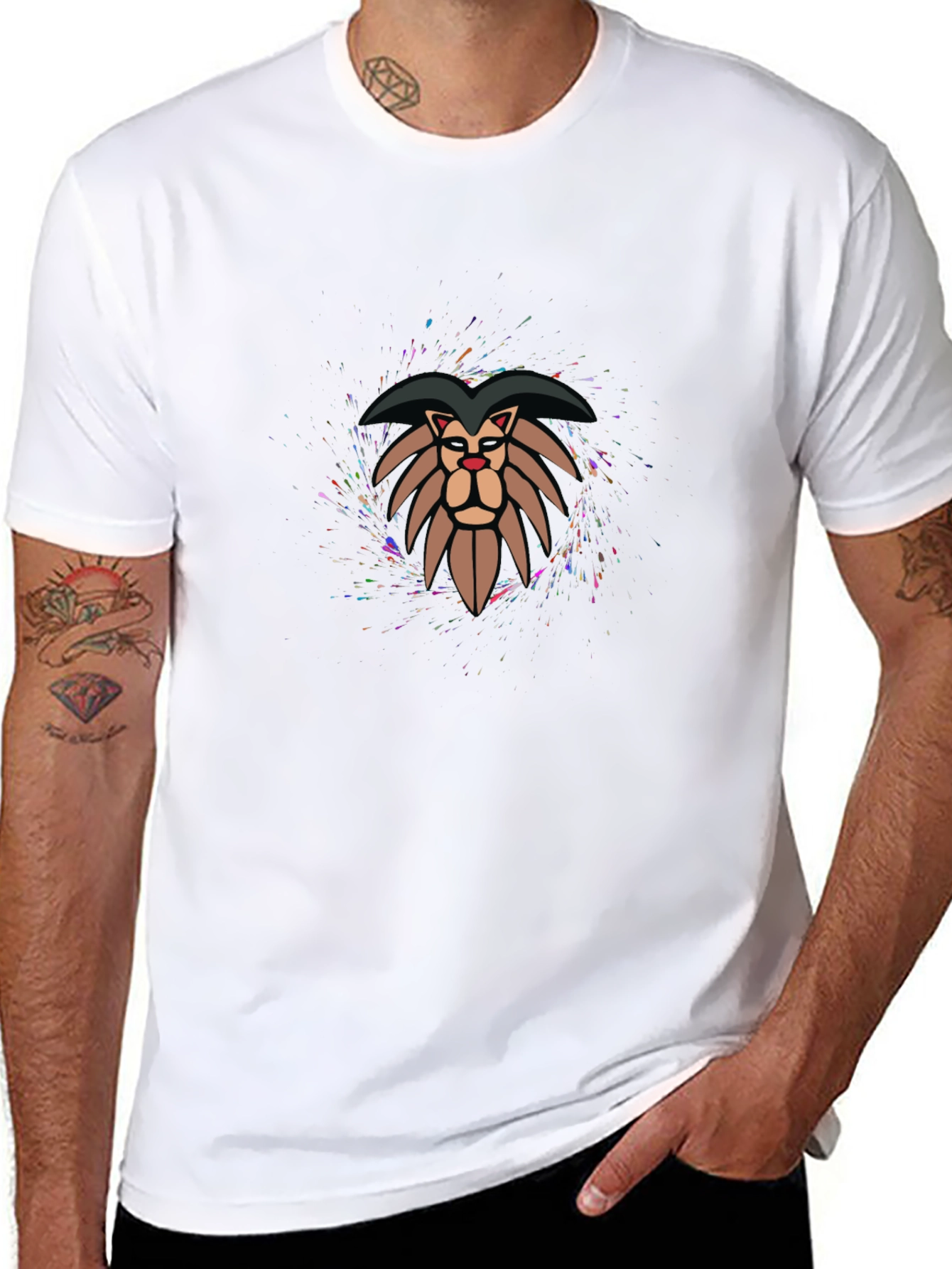 Lion Graphic Print Tee - Stylish Mens Black T-Shirt