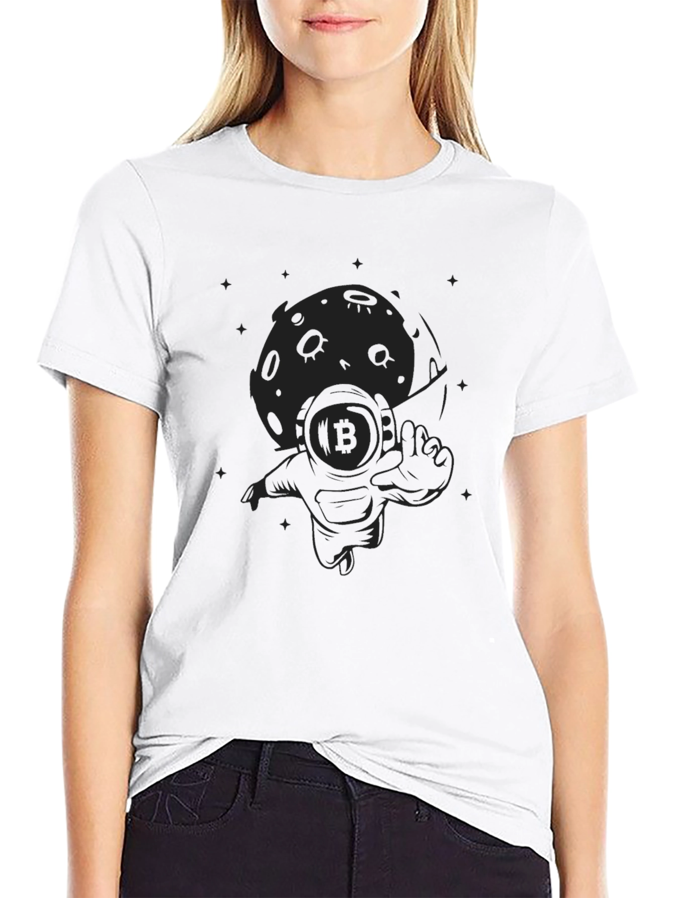 Bitcoin Astronaut Moon Graphic T-Shirt