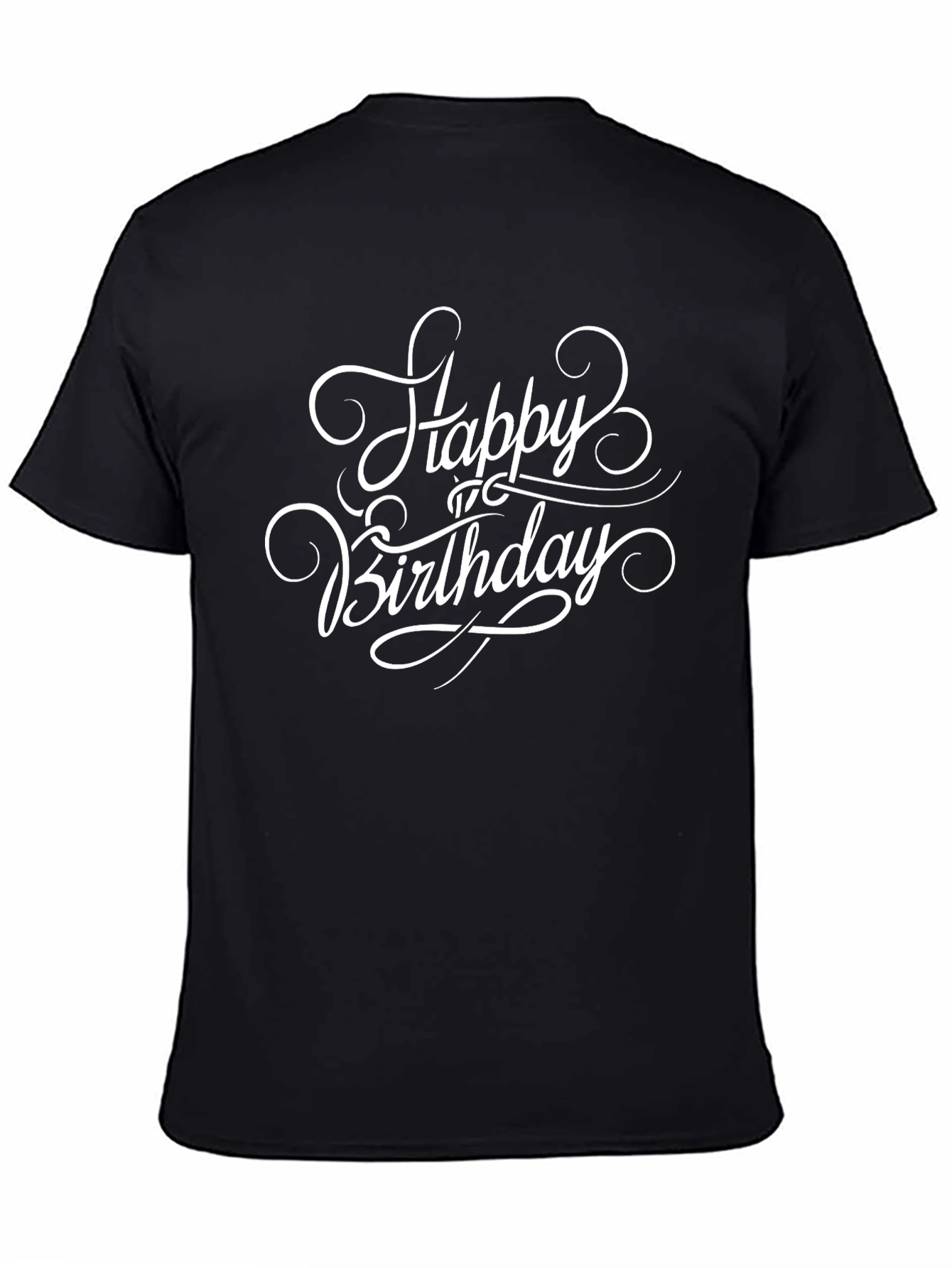 Happy Birthday Graphic Tee - Soft Black Cotton