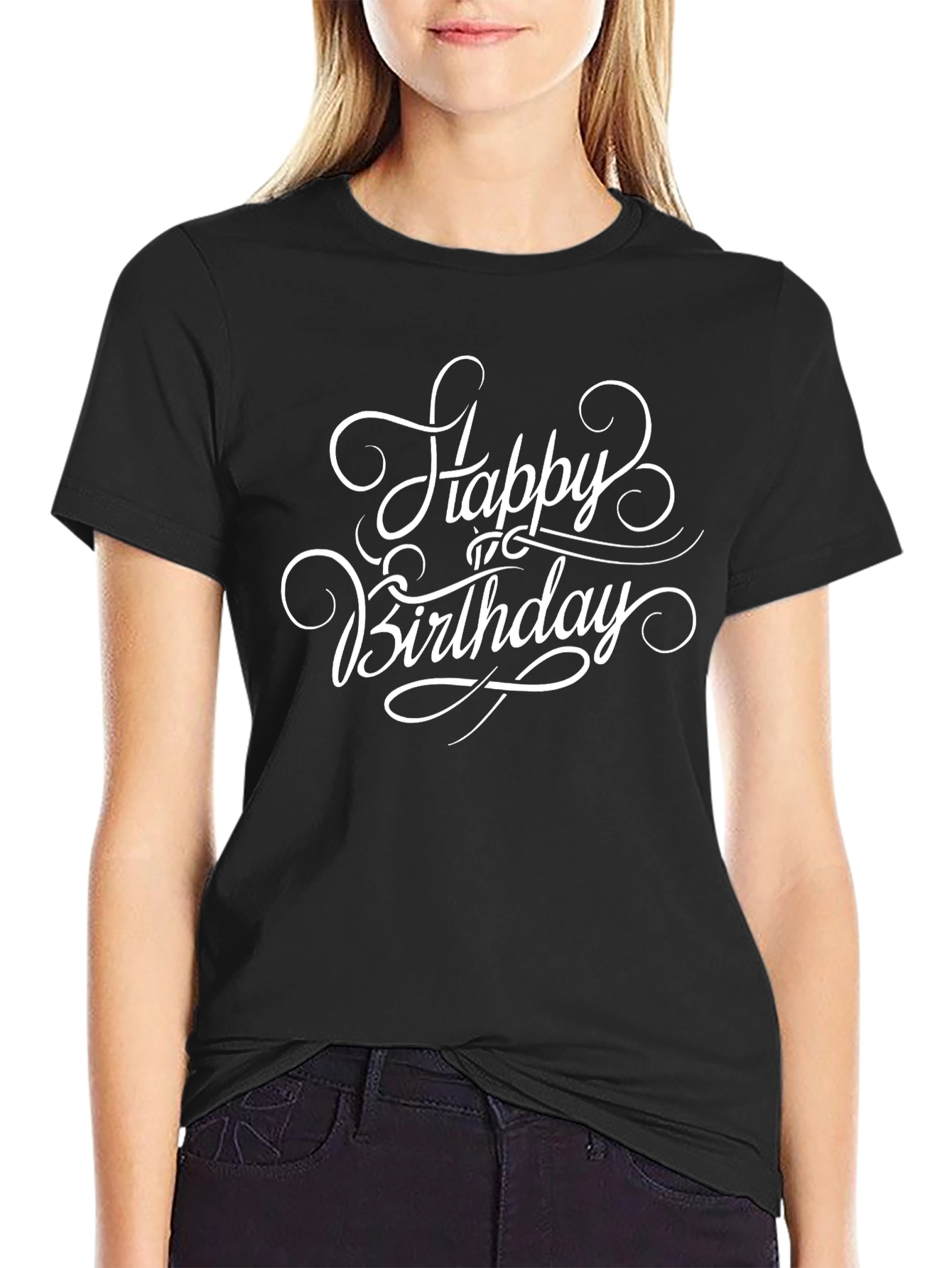 Happy Birthday Graphic Tee - Soft Black Cotton