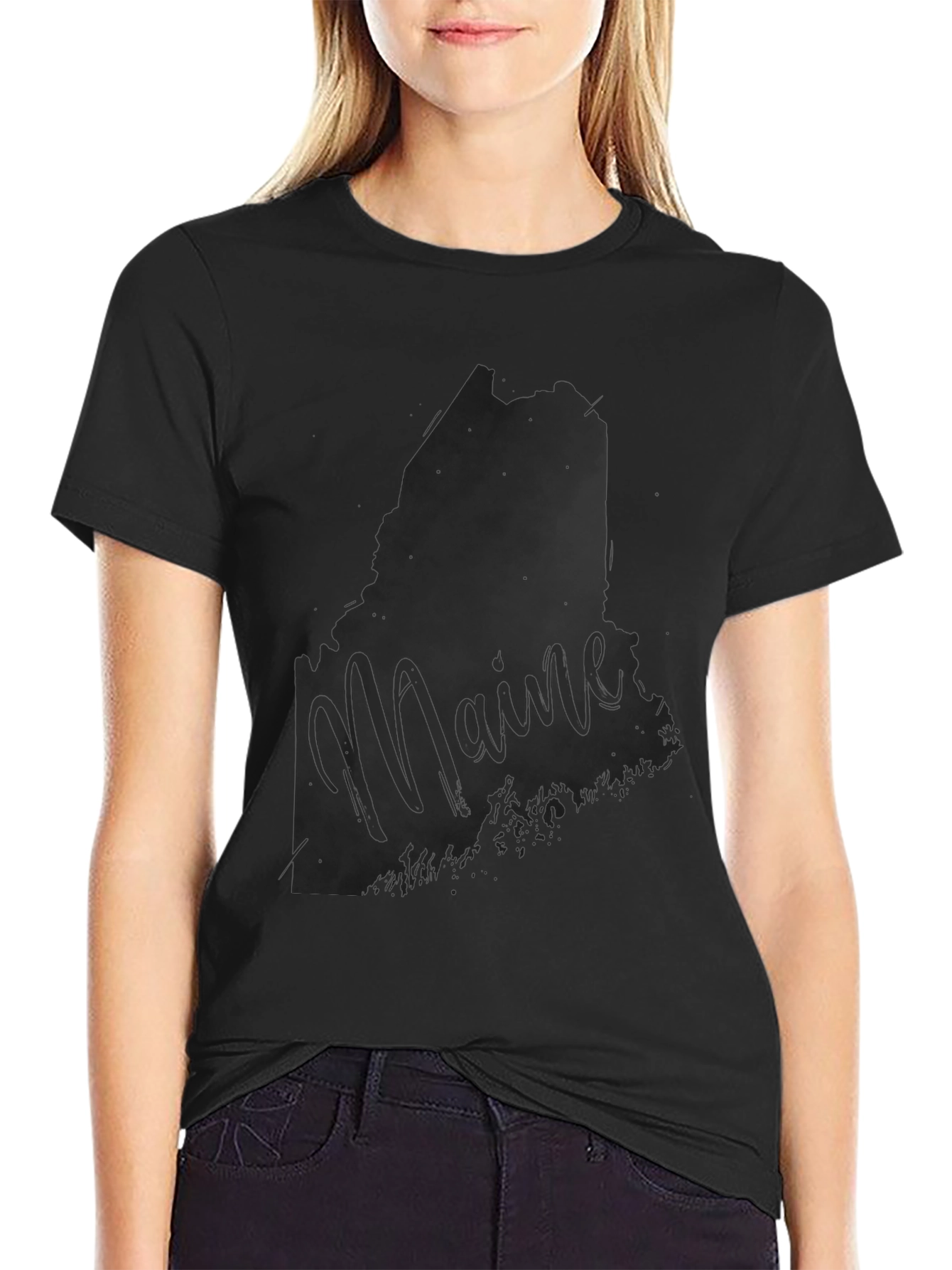 Maine State Silhouette Graphic T-Shirt