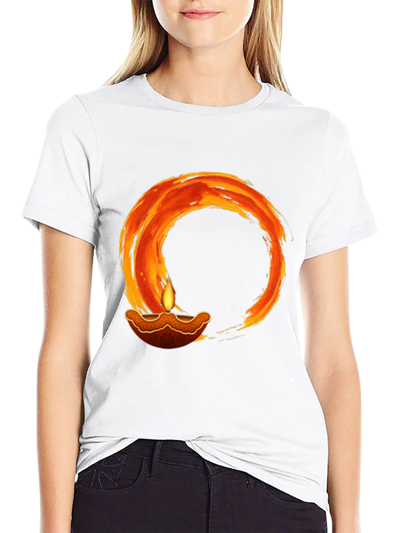 Diwali Lamp T-Shirt - Black Graphic Tee