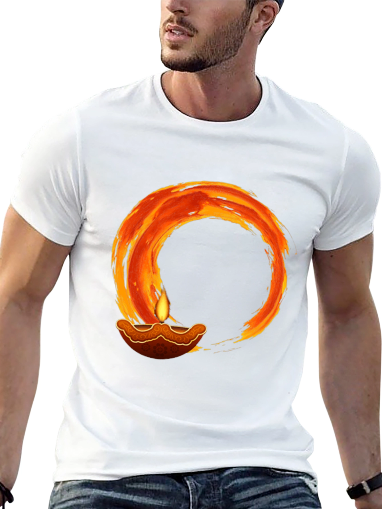 Diwali Lamp T-Shirt - Black Graphic Tee