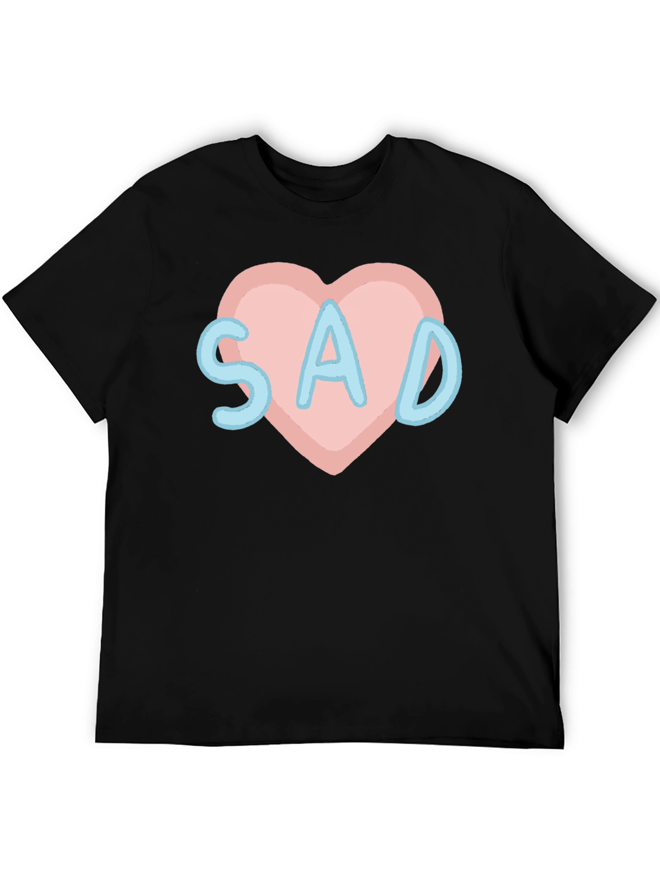 Sad Heart T-Shirt - Black Crew Neck Tee