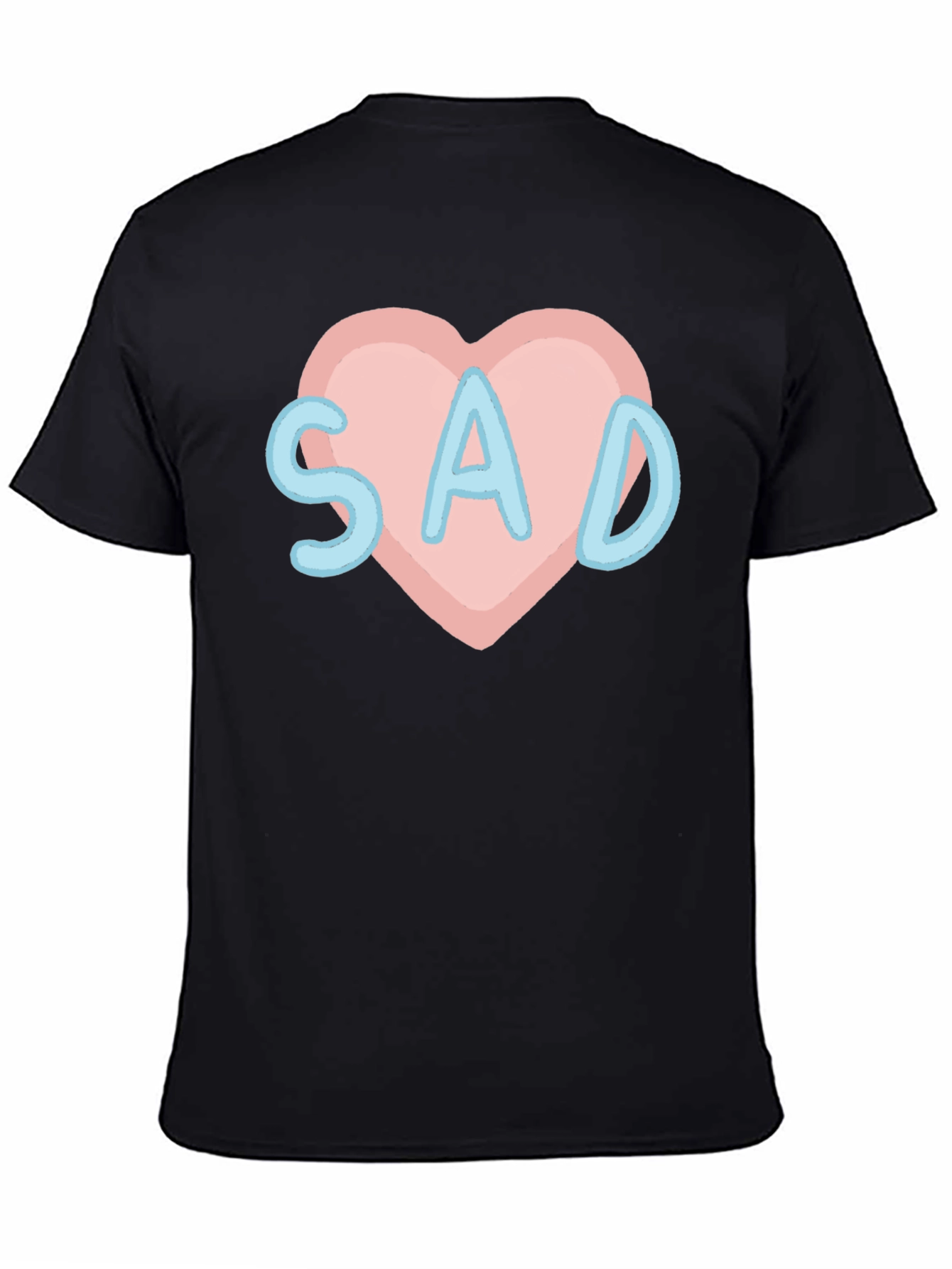 Sad Heart T-Shirt - Black Crew Neck Tee