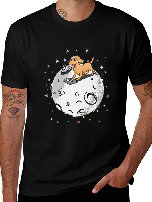 Dog on the Moon Graphic Black T-Shirt