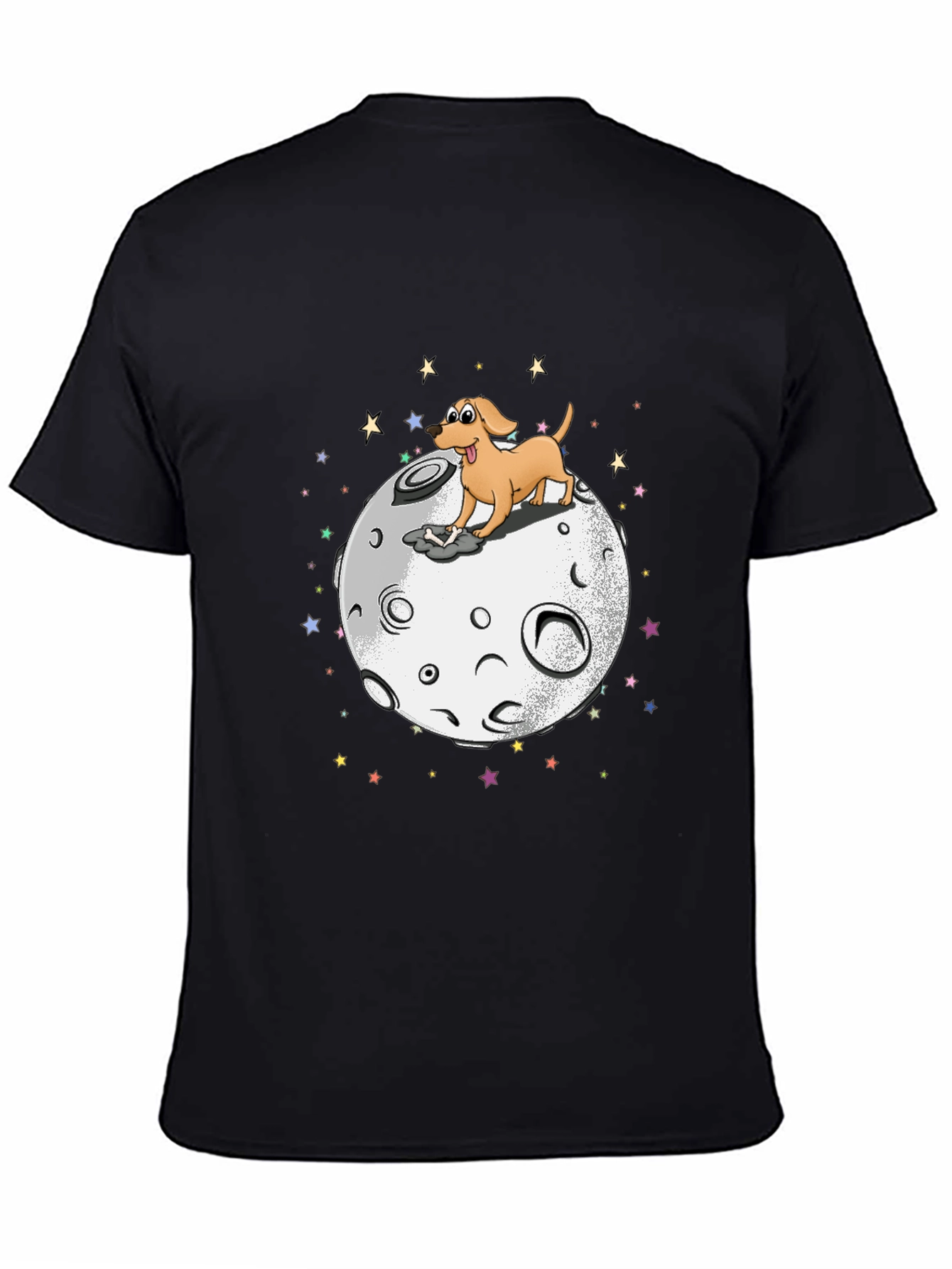 Dog on the Moon Graphic Black T-Shirt