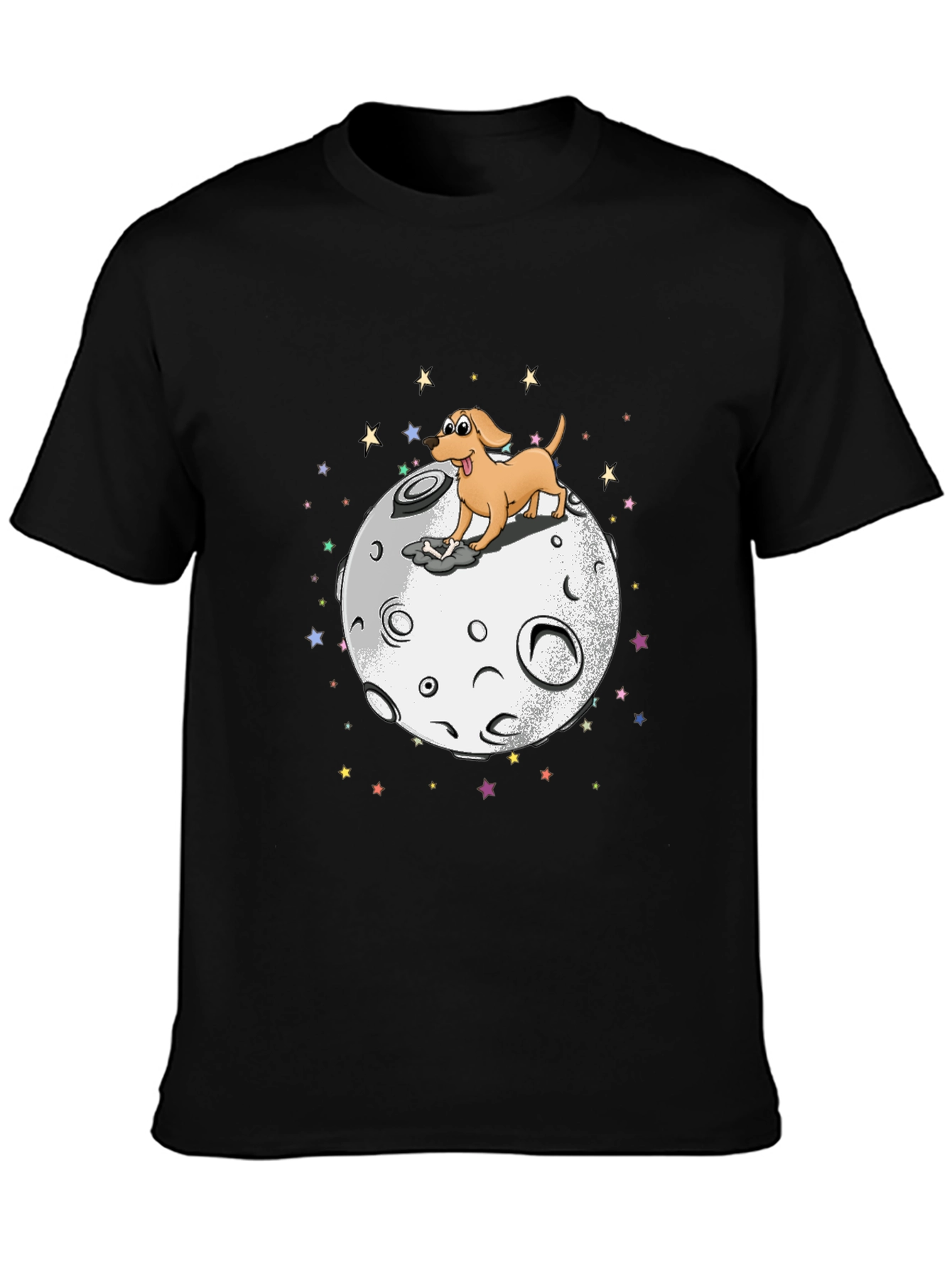 Dog on the Moon Graphic Black T-Shirt