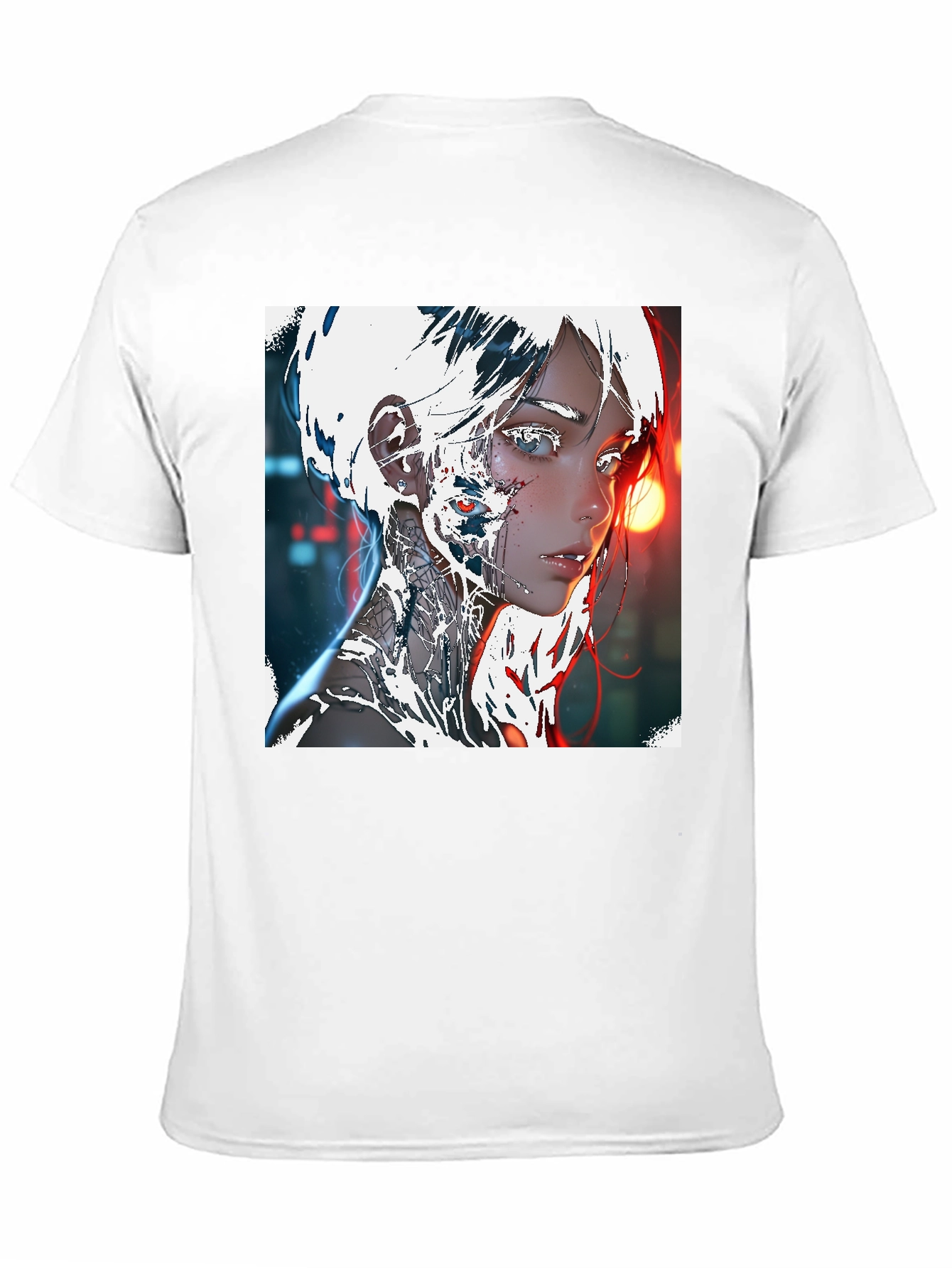 Cyberpunk Anime Girl Graphic Tee - Black