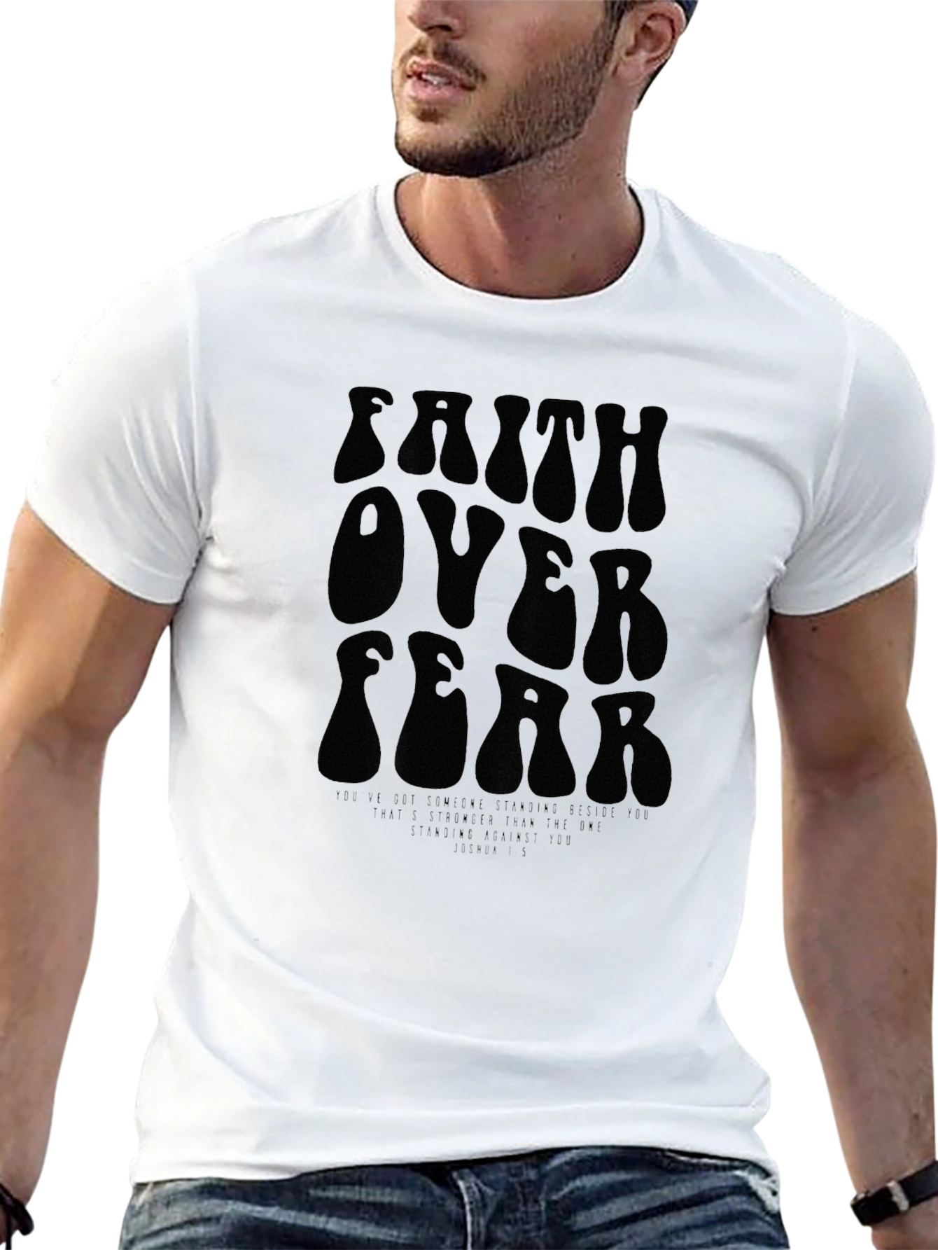 Faith Over Fear Retro Style Black T-Shirt
