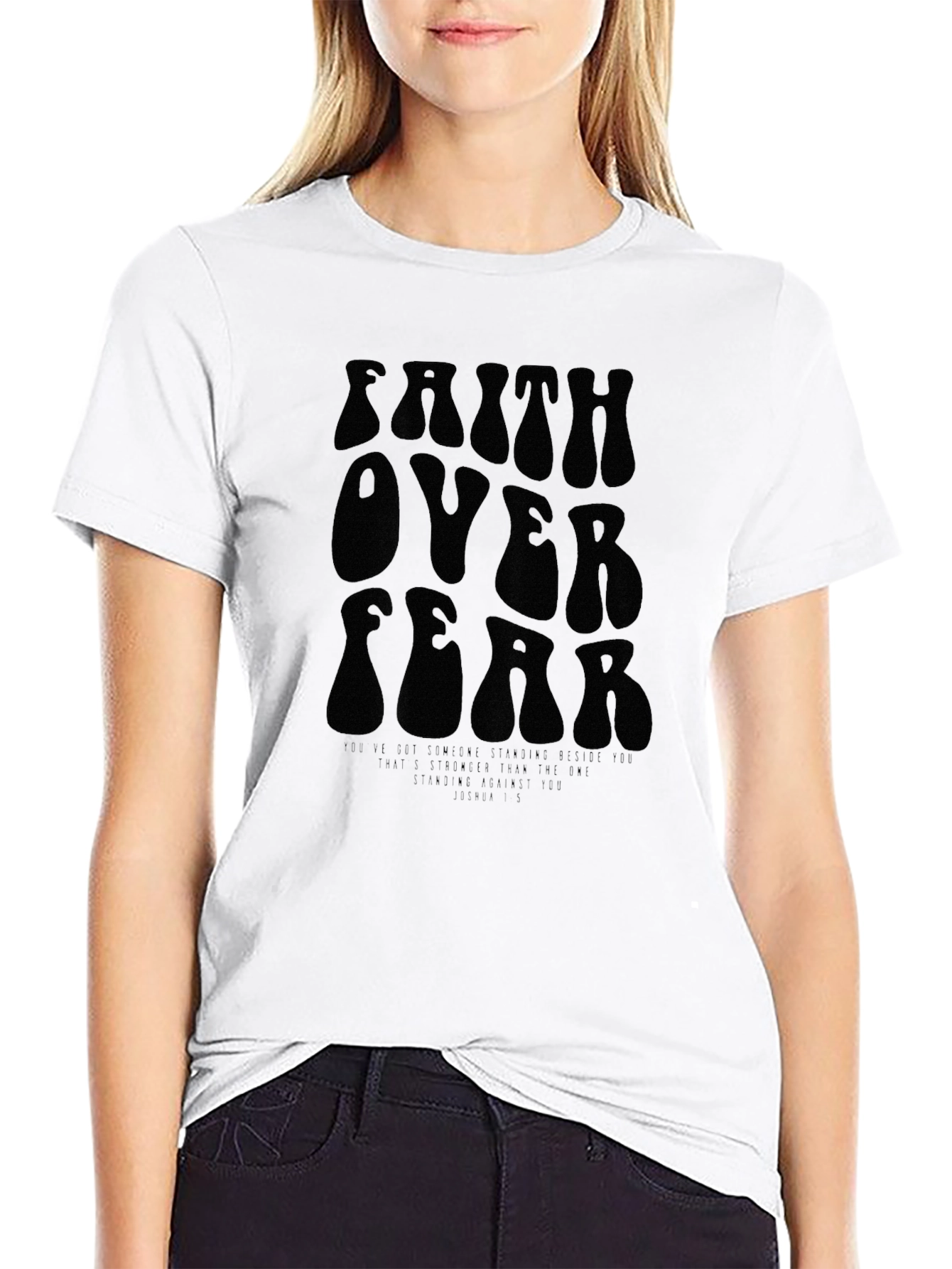 Faith Over Fear Retro Style Black T-Shirt