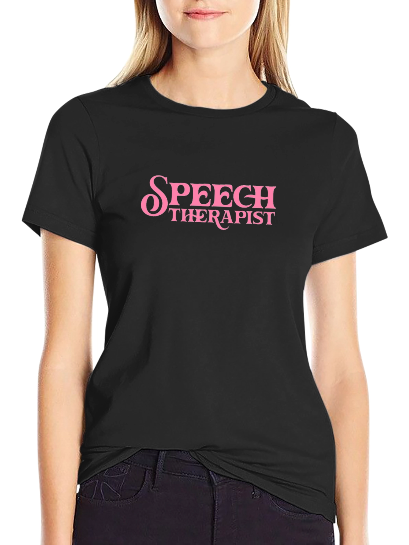 Speech Therapist T-Shirt Pink Text Funny SLP Gift