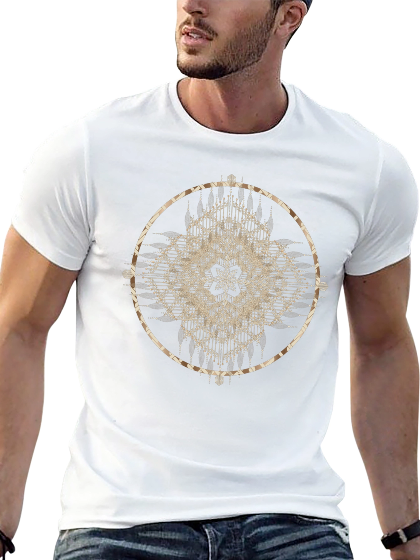 Boho Mandala Graphic Tee - Stylish Round Design T-Shirt