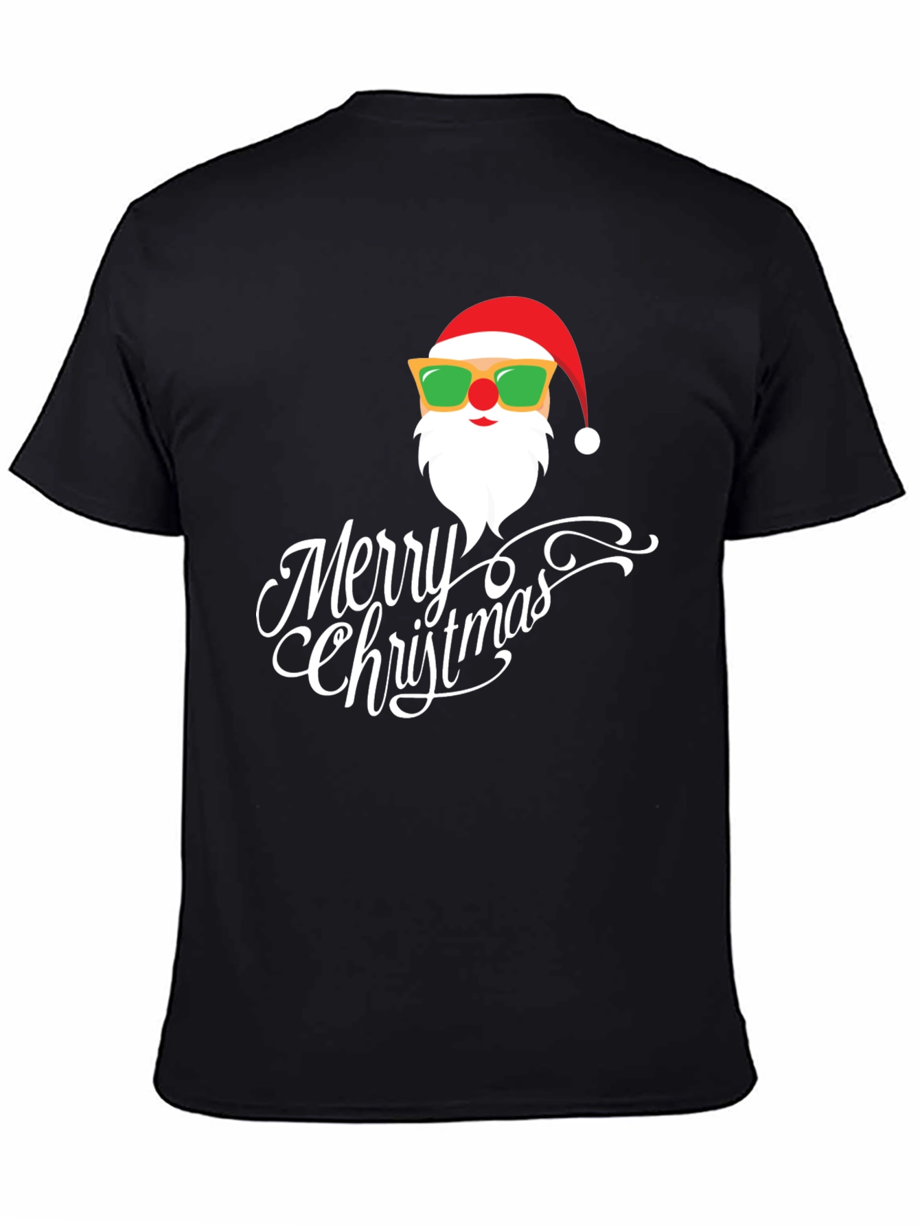 Cool Santa Merry Christmas Black T-Shirt