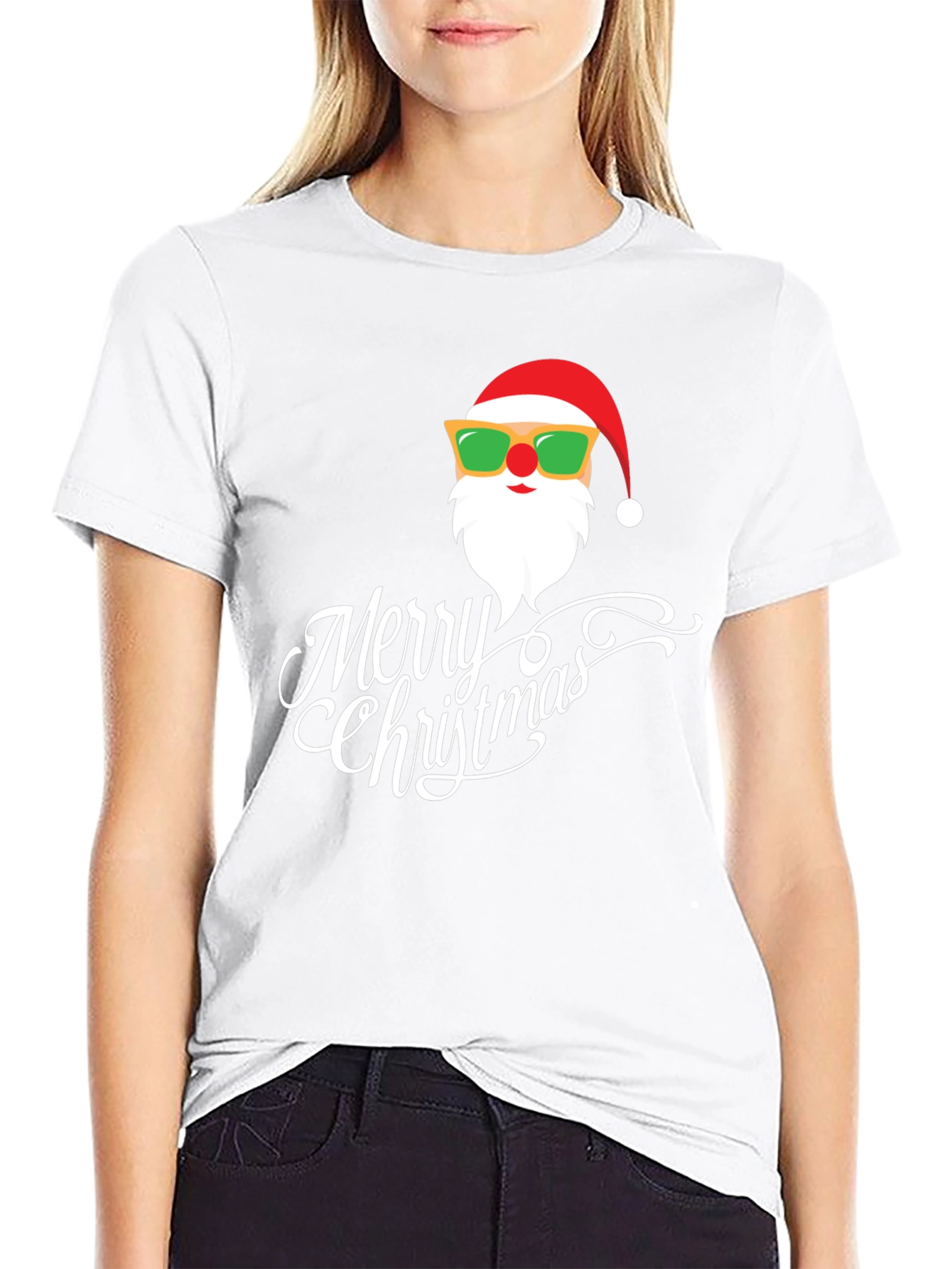 Cool Santa Merry Christmas Black T-Shirt