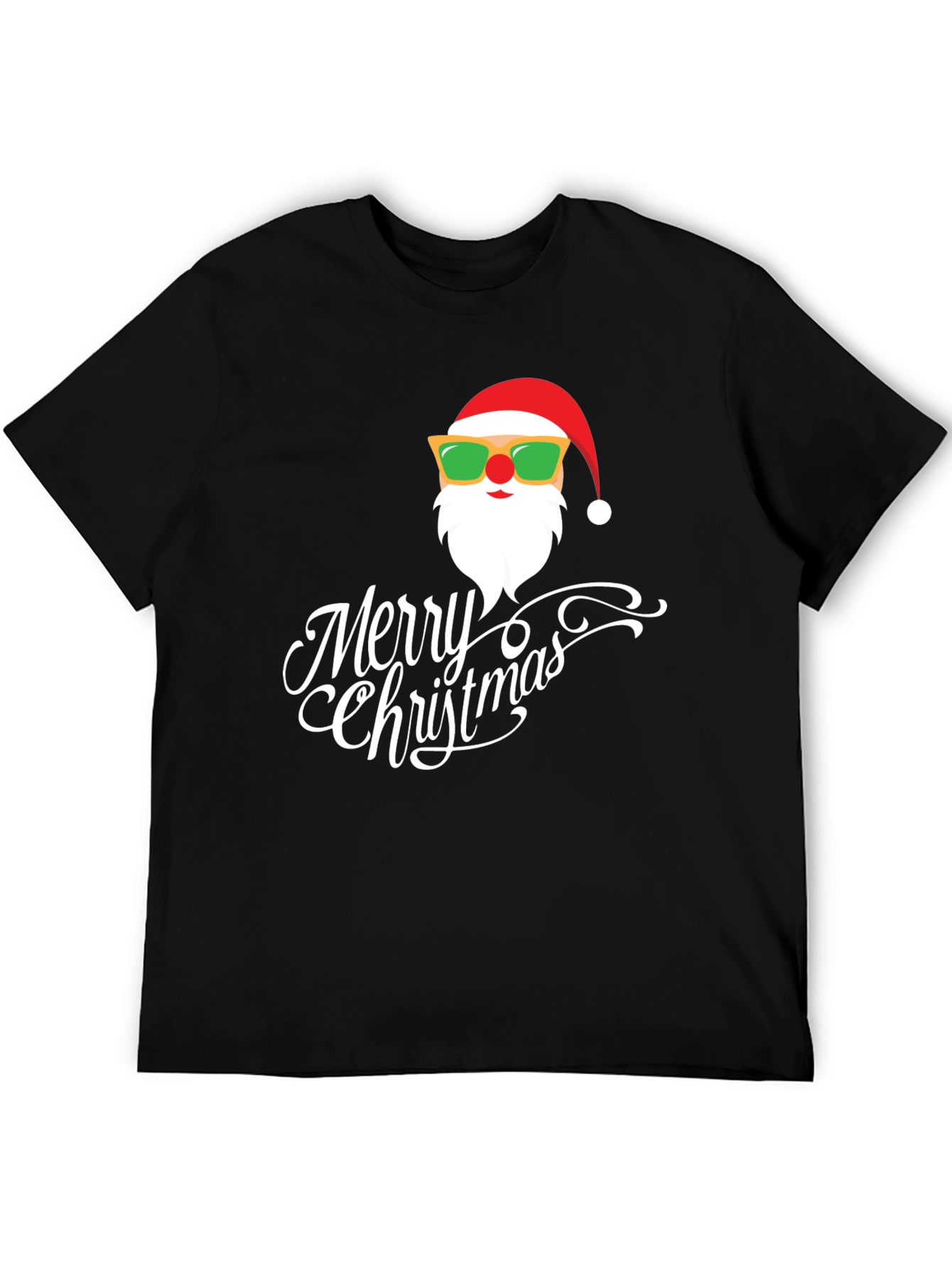 Cool Santa Merry Christmas Black T-Shirt