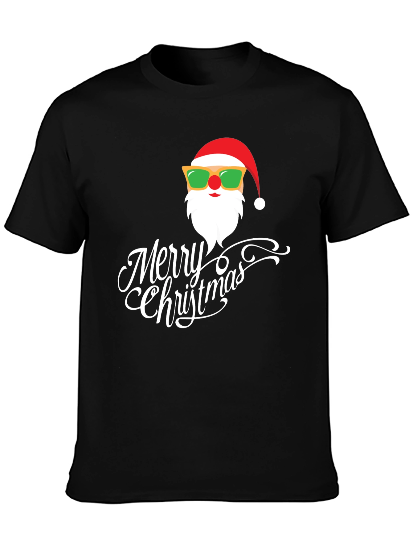 Cool Santa Merry Christmas Black T-Shirt