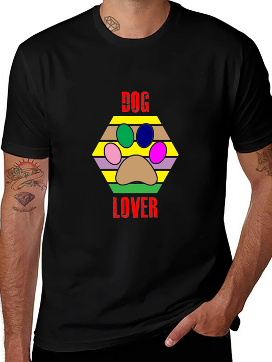 Dog Lover Paw Print Graphic Tee - Casual Unisex T-Shirt