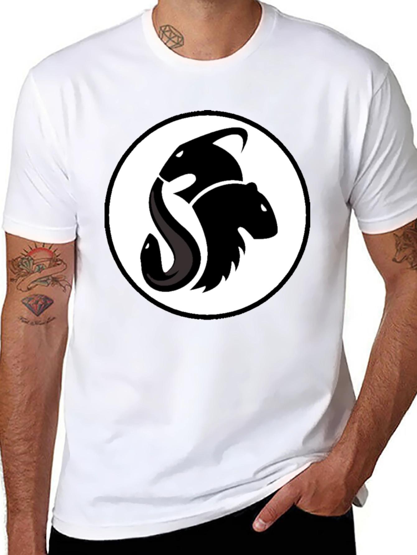 Unique Orca & Beaver Logo Black T-Shirt