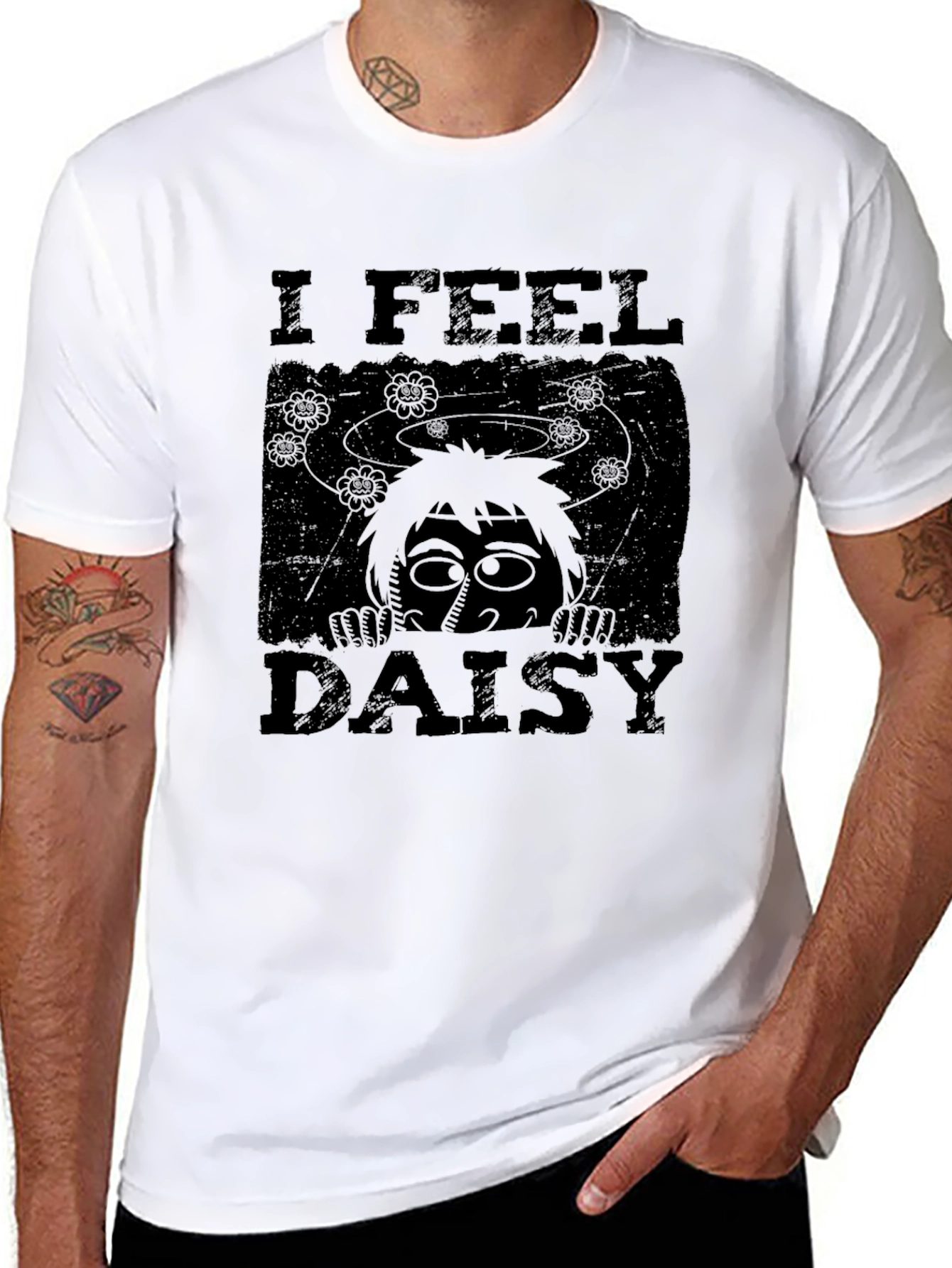 I Feel Daisy Black Graphic T-Shirt