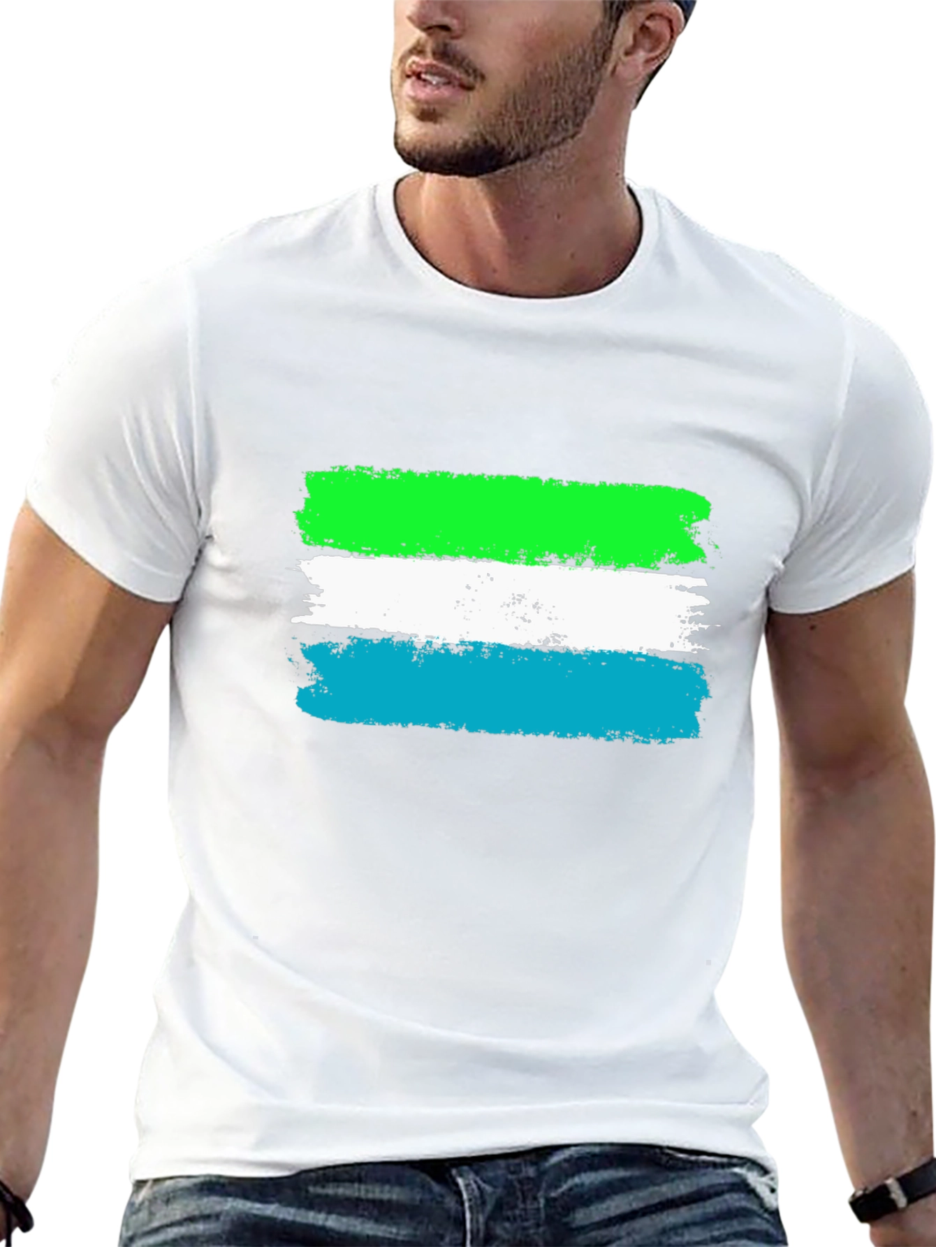 Sierra Leone Flag Brush Stroke T-Shirt