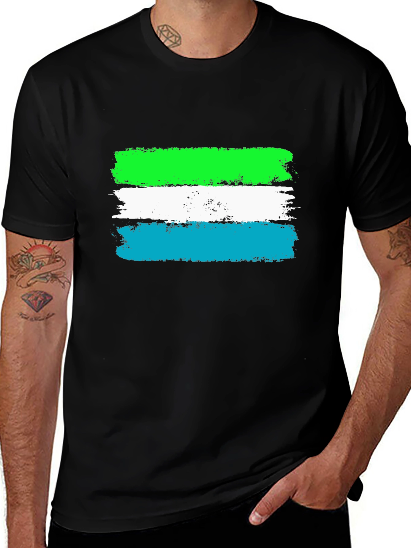 Sierra Leone Flag Brush Stroke T-Shirt