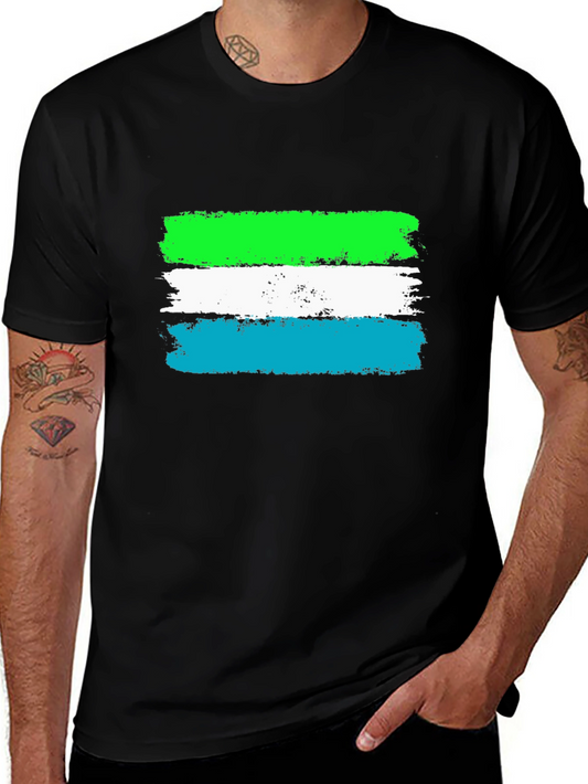 Sierra Leone Flag Brush Stroke T-Shirt