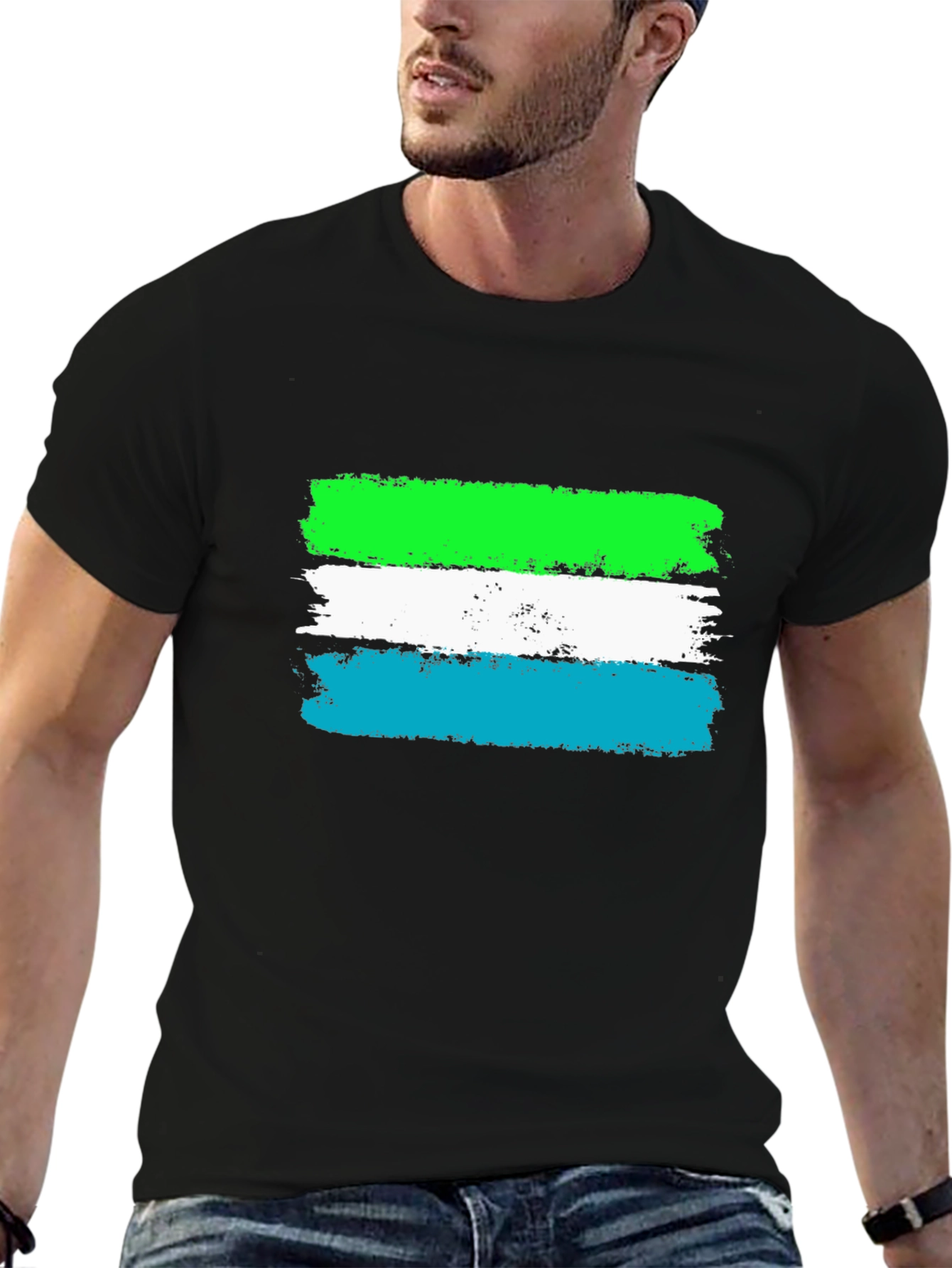 Sierra Leone Flag Brush Stroke T-Shirt