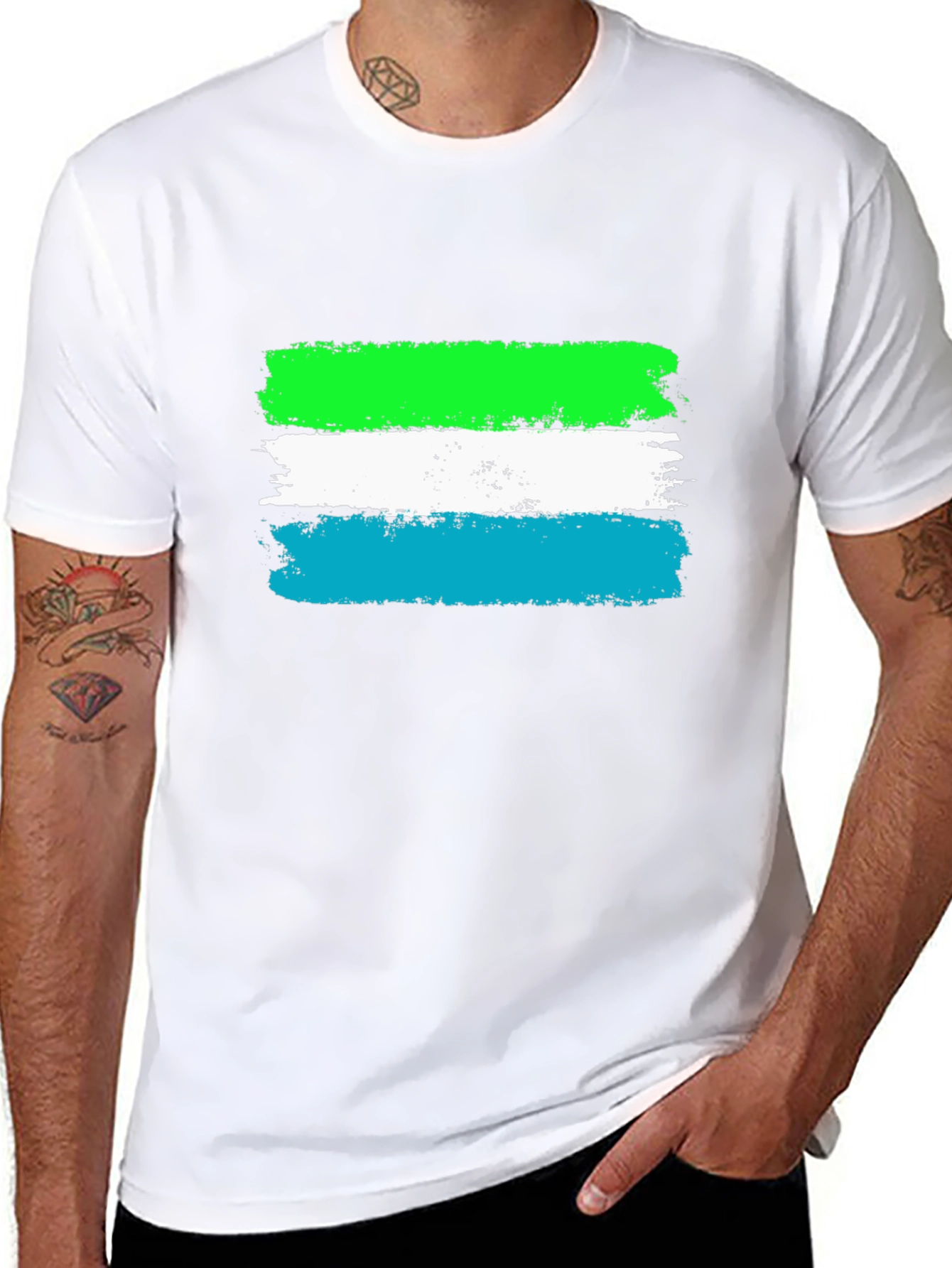 Sierra Leone Flag Brush Stroke T-Shirt