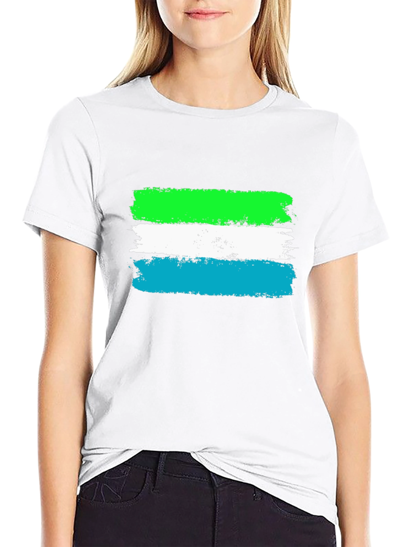 Sierra Leone Flag Brush Stroke T-Shirt