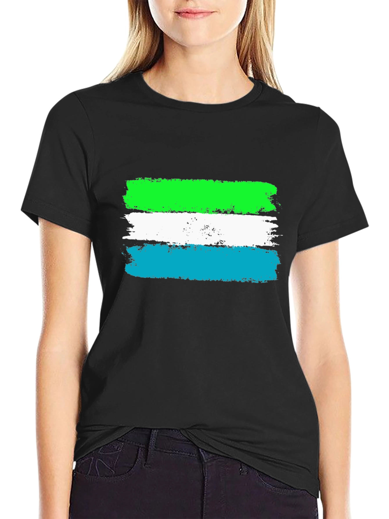 Sierra Leone Flag Brush Stroke T-Shirt