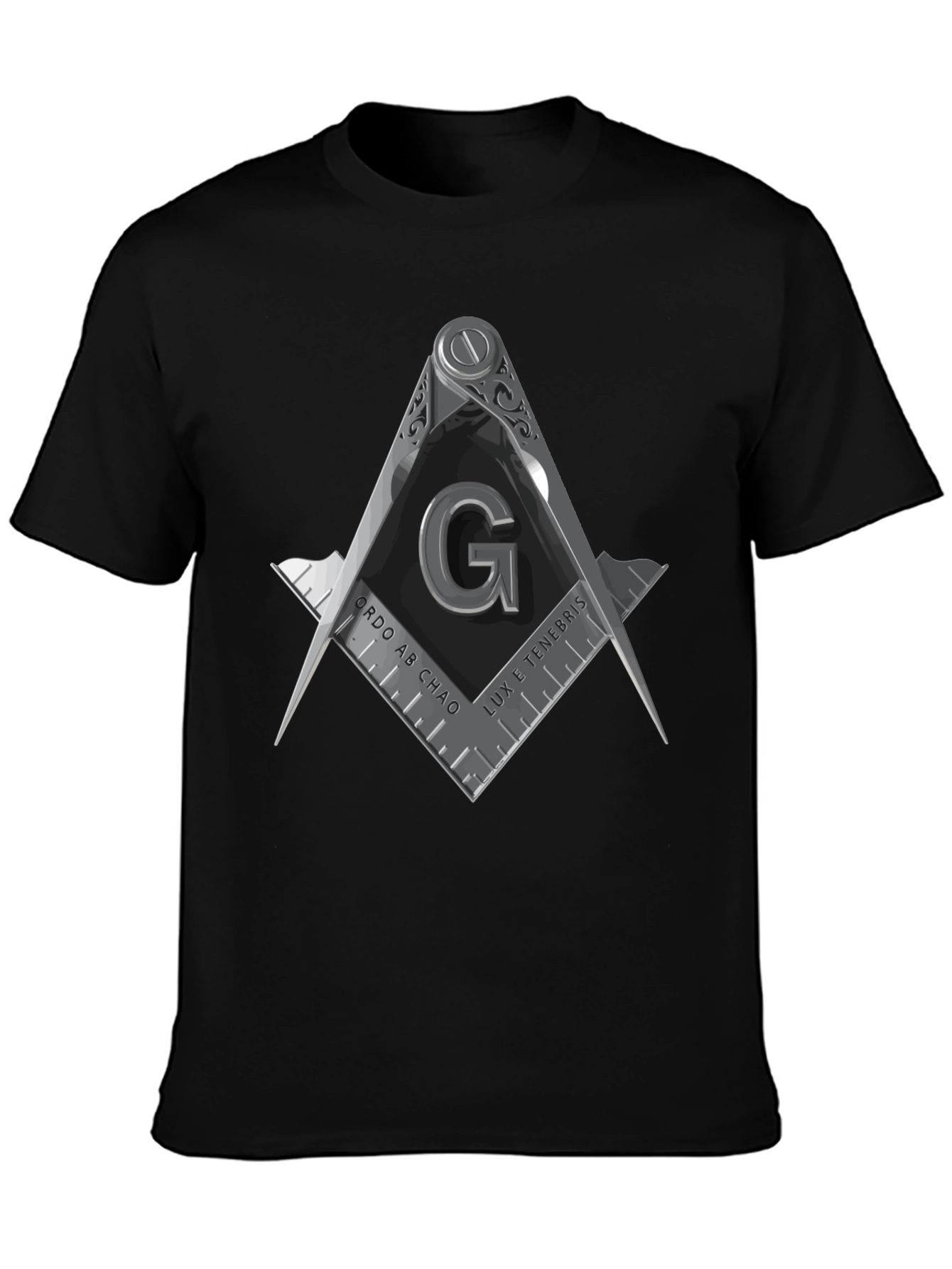 Masonic Compass & Square Graphic Tee - Black