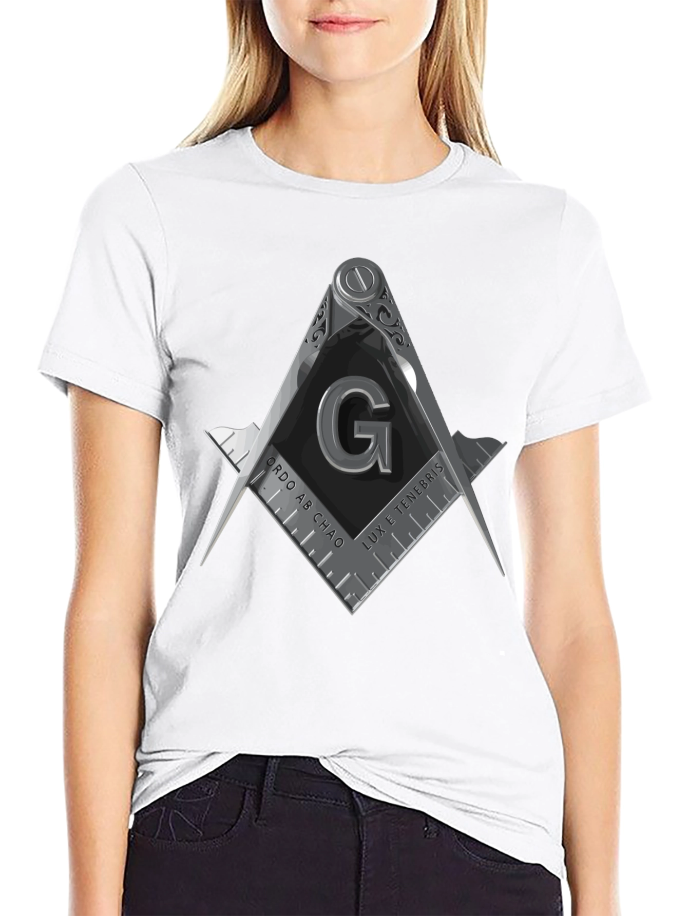 Masonic Compass & Square Graphic Tee - Black